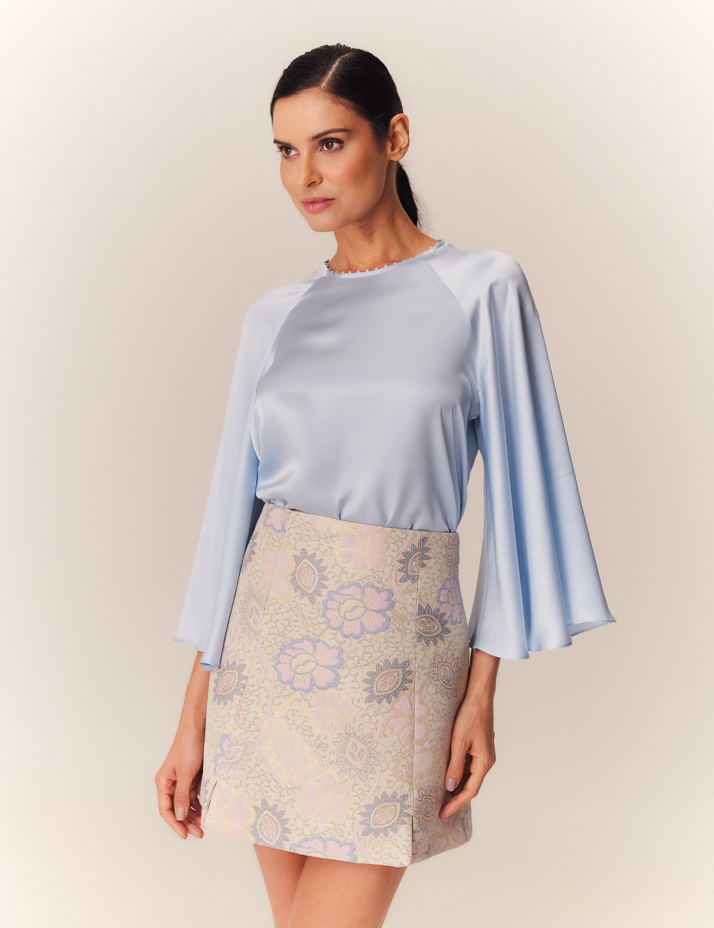 SAIA CURTA PAM JACQUARD FLORAL