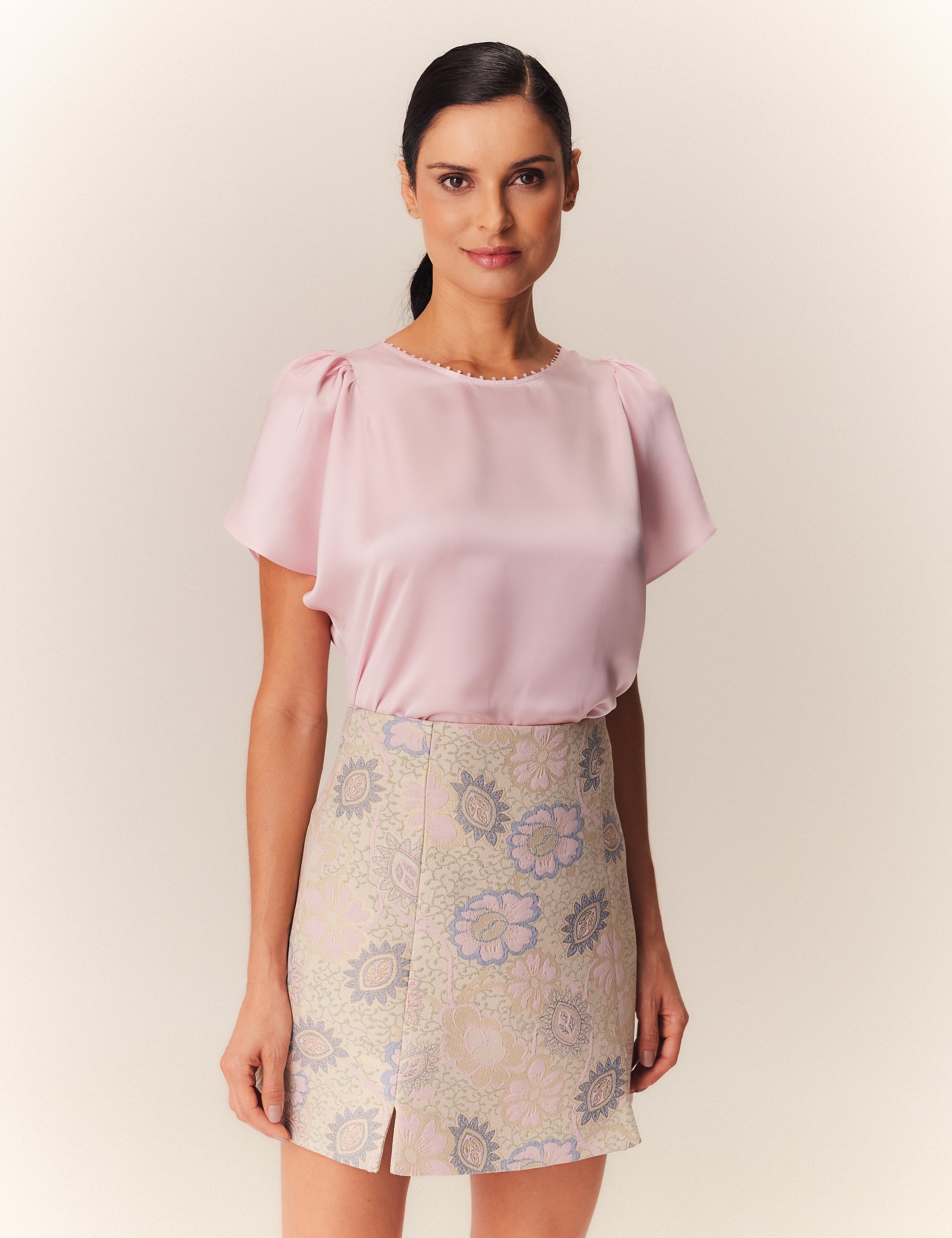 SAIA CURTA PAM JACQUARD FLORAL