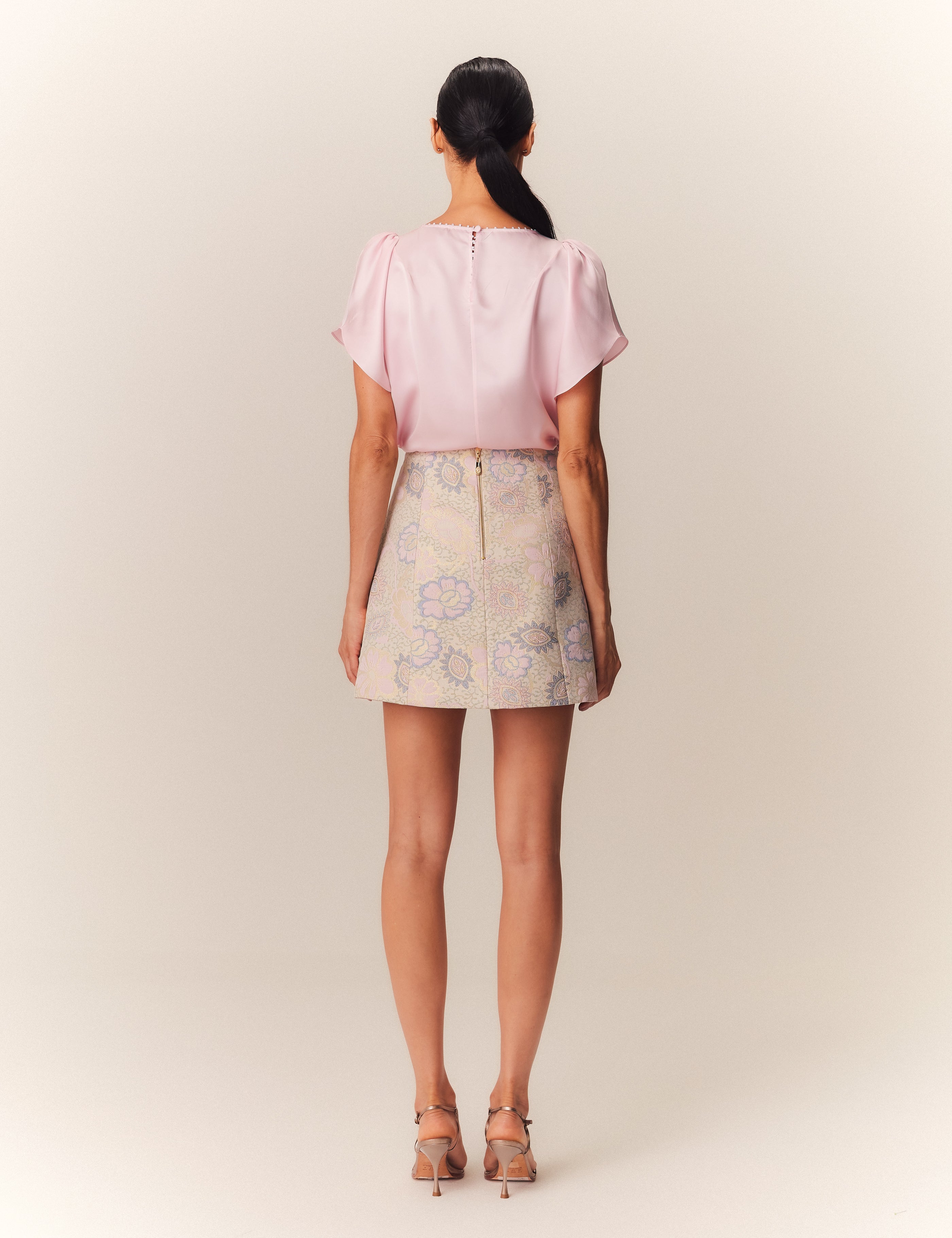 SAIA CURTA PAM JACQUARD FLORAL