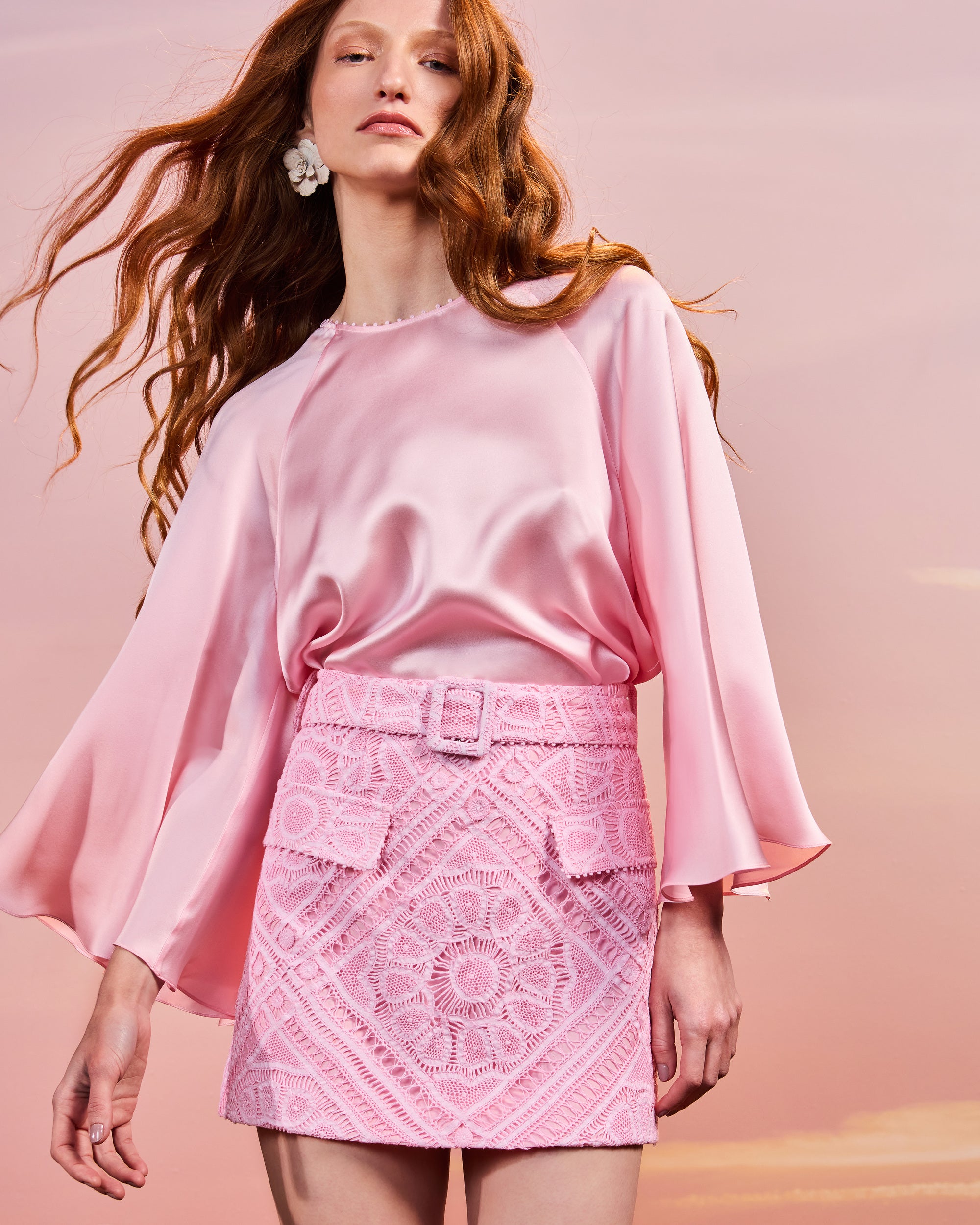 SAIA CURTA PALOMA CARGO ROSA DALIA