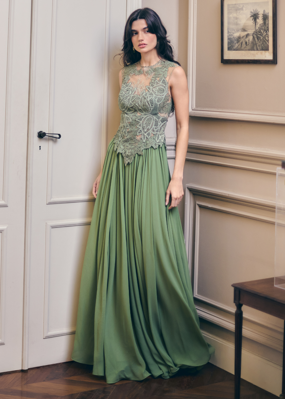 VESTIDO LONGO DAPHNE VERDE OLIVA