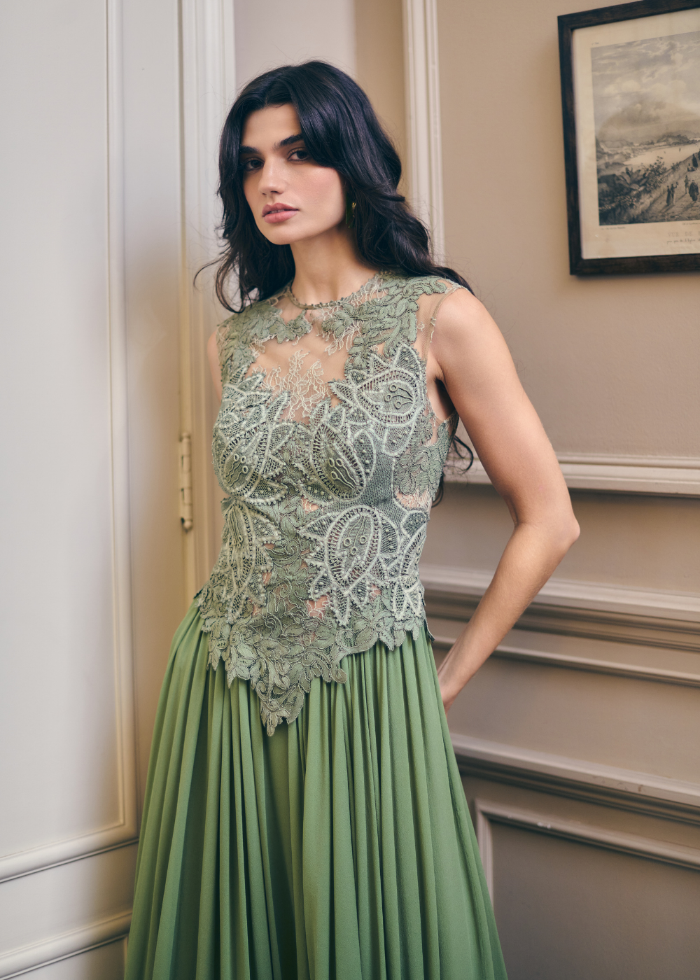 VESTIDO LONGO DAPHNE VERDE OLIVA