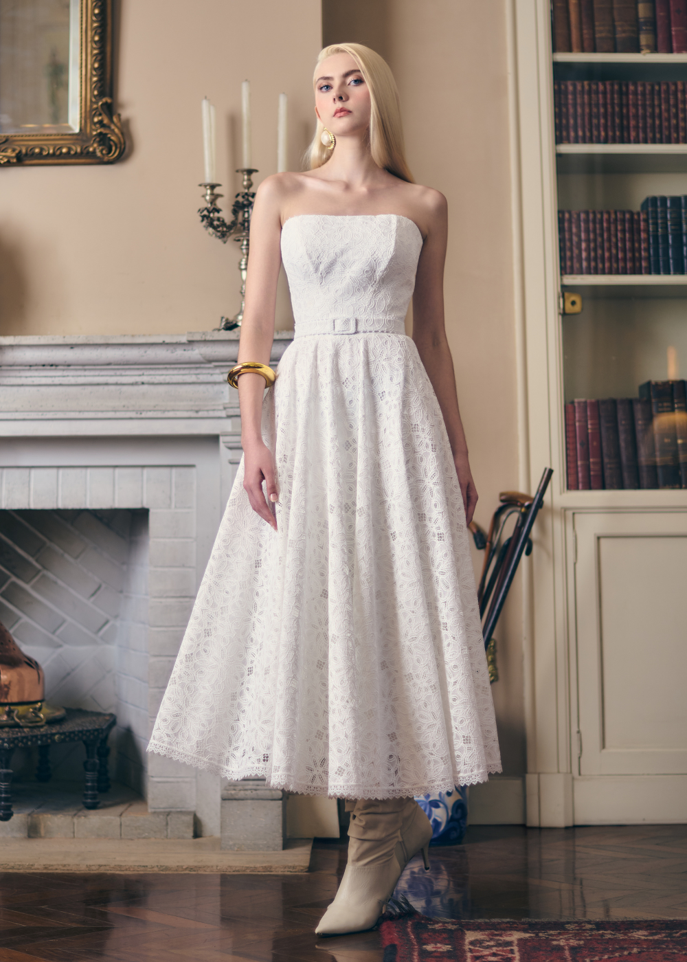 VESTIDO MIDI LEA OFF WHITE
