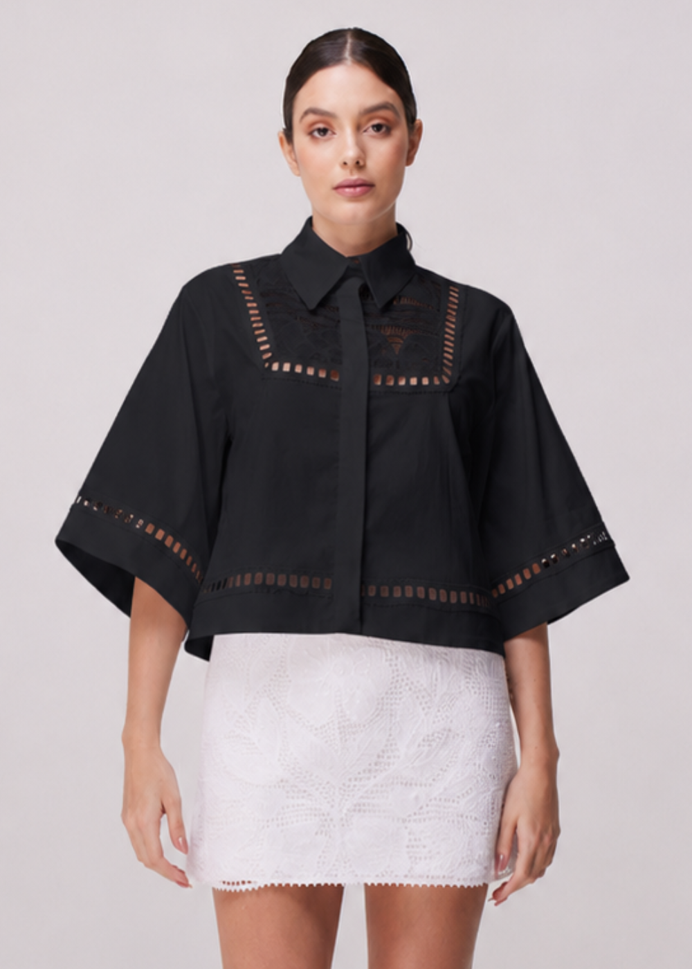 CAMISA MONICA TRICOLINE PRETO