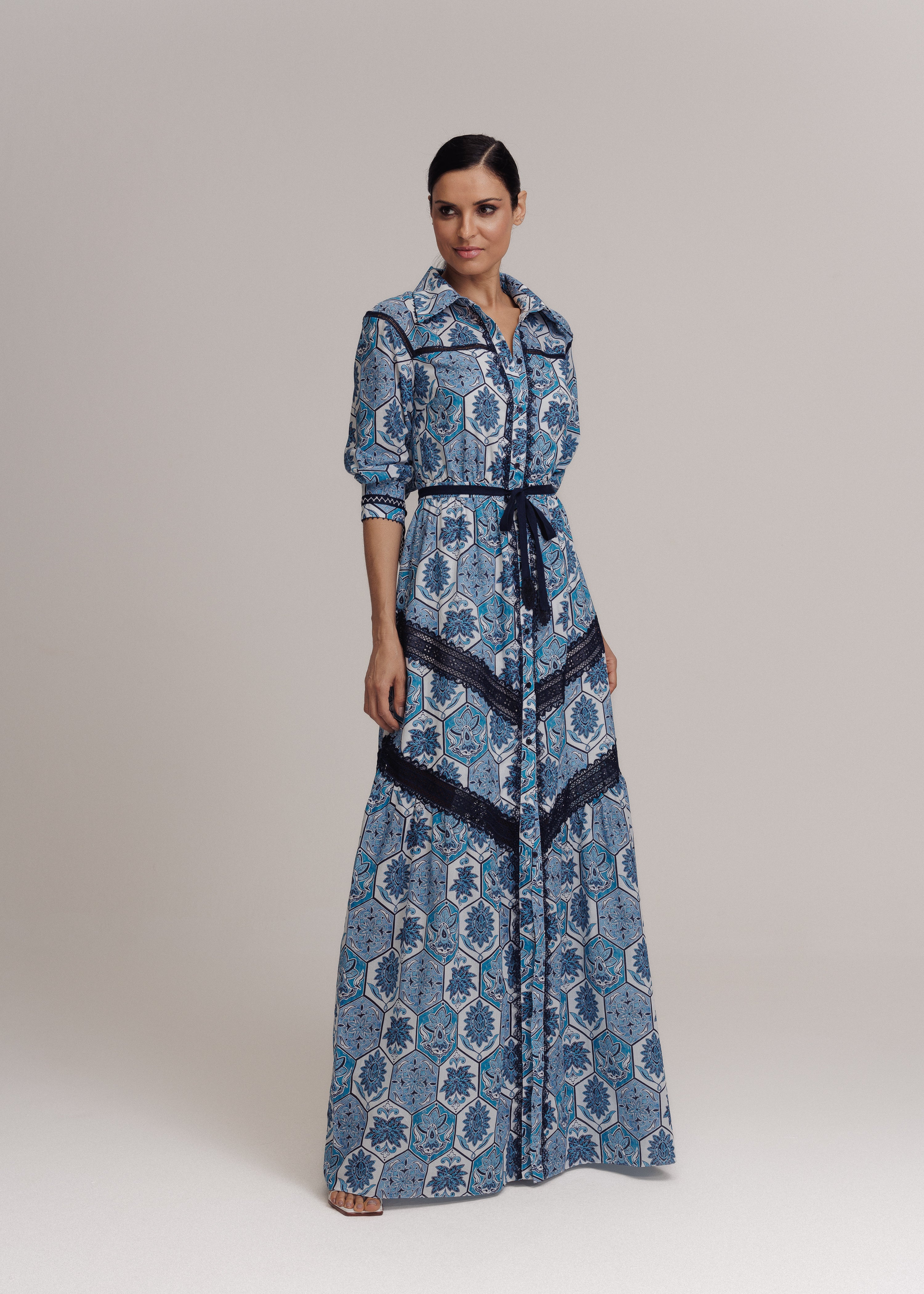 VESTIDO LONGO CHEMISE MAYA ESTAMPA ORIGEM