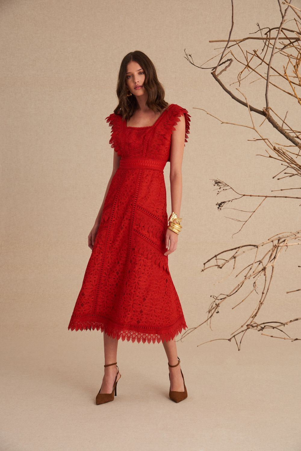 VESTIDO MIDI SAMIRA VERMELHO CARMIN