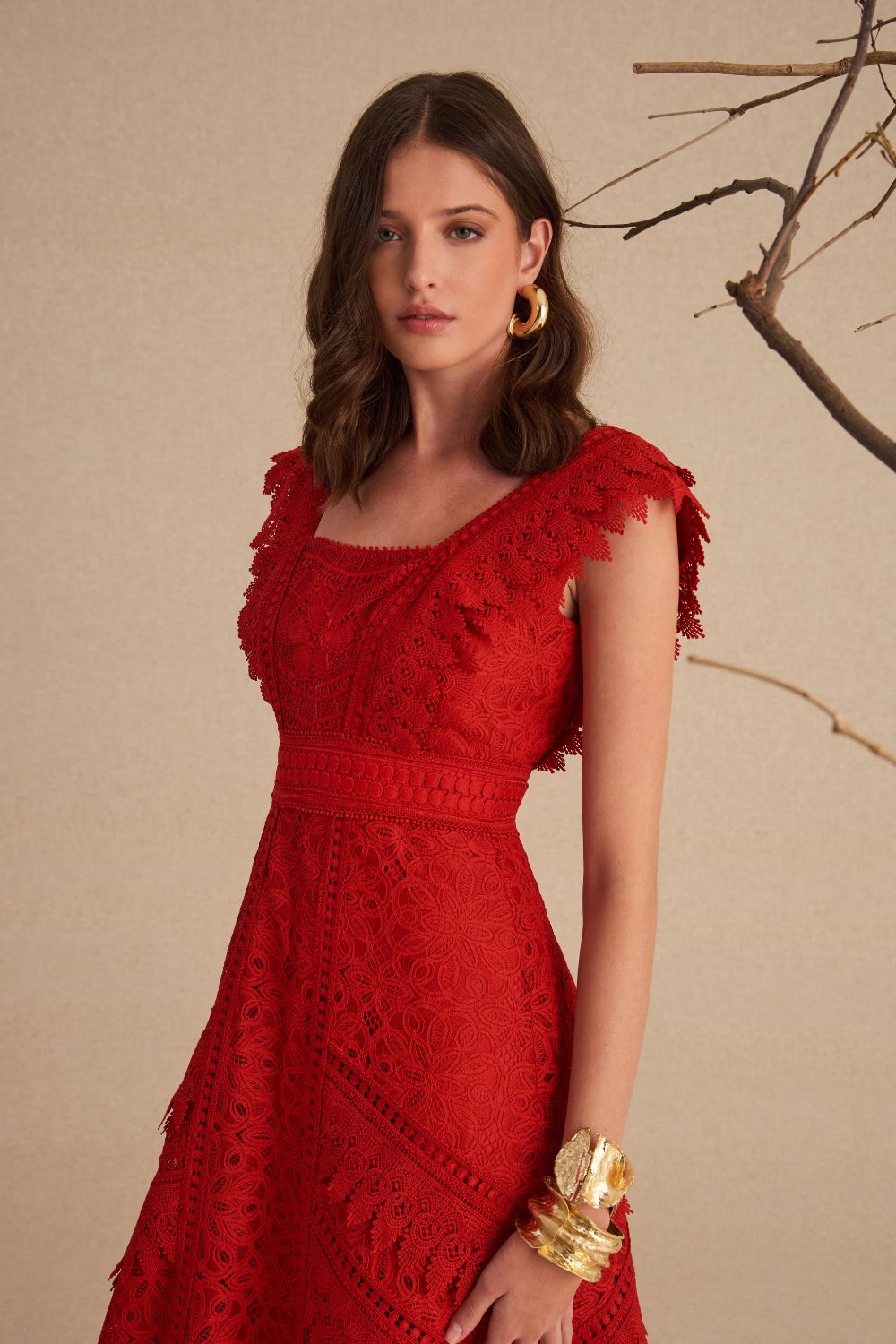 VESTIDO MIDI SAMIRA VERMELHO CARMIN