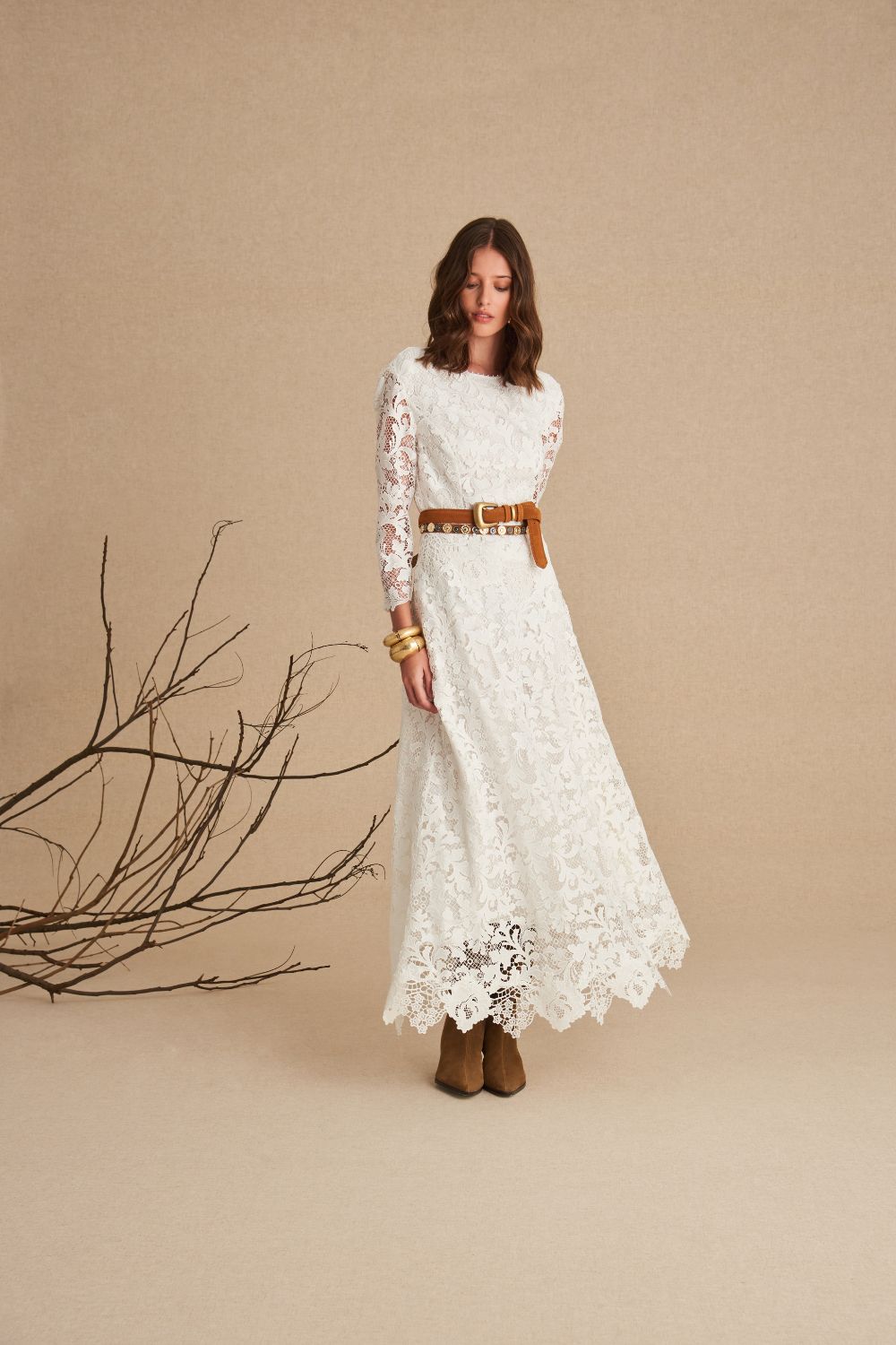 VESTIDO MIDI BRUNA OFF WHITE