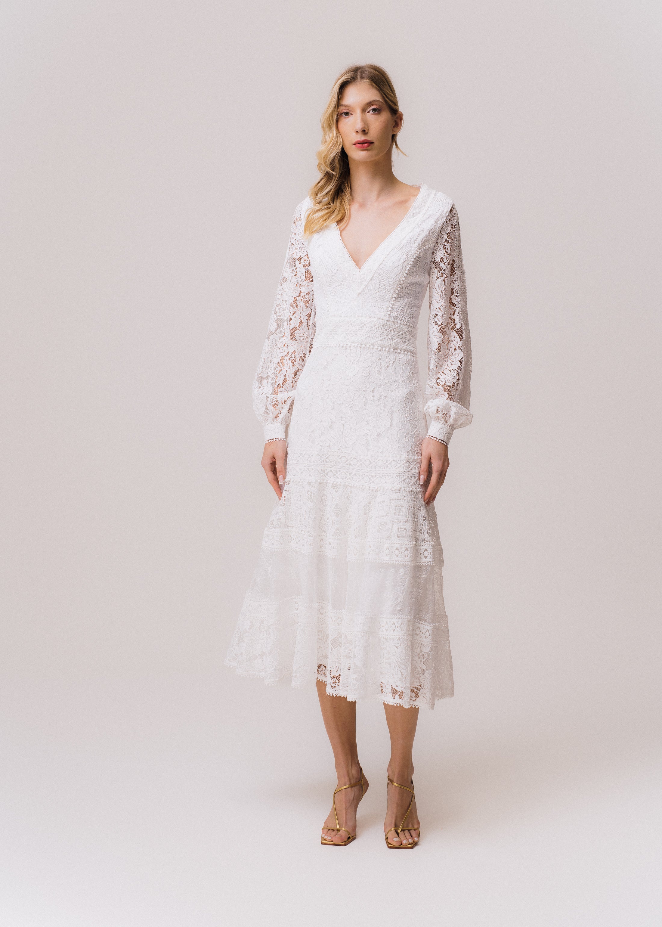 VESTIDO MIDI AGATHA OFF WHITE