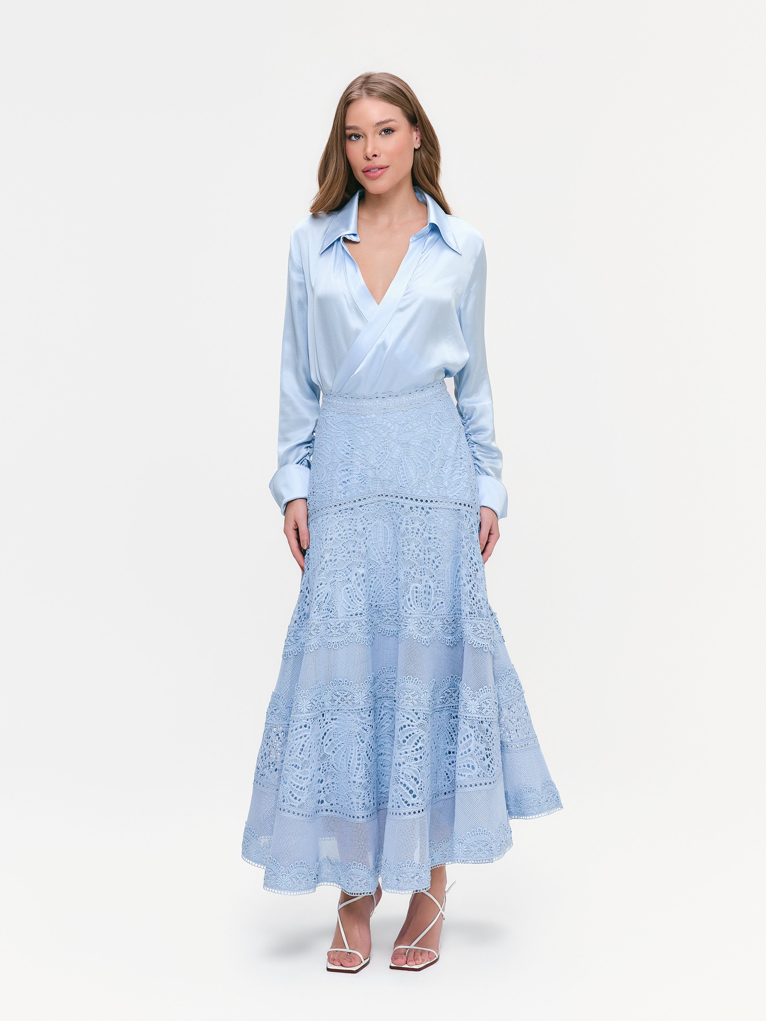 SAIA MIDI SHIRLEY AZUL HORTENSIA