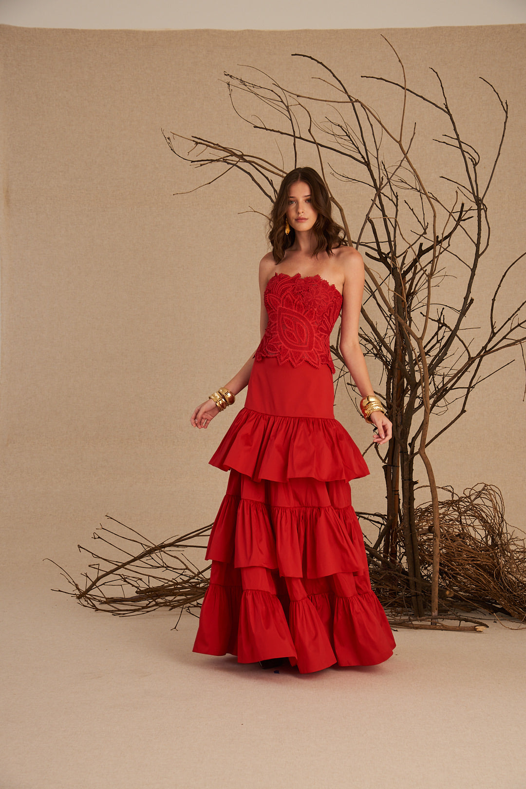 SAIA LONGA CARMELA VERMELHO CARMIN