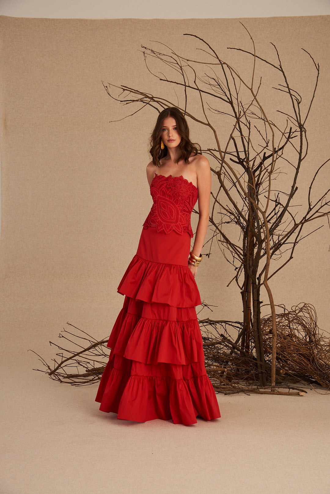 SAIA LONGA CARMELA VERMELHO CARMIN