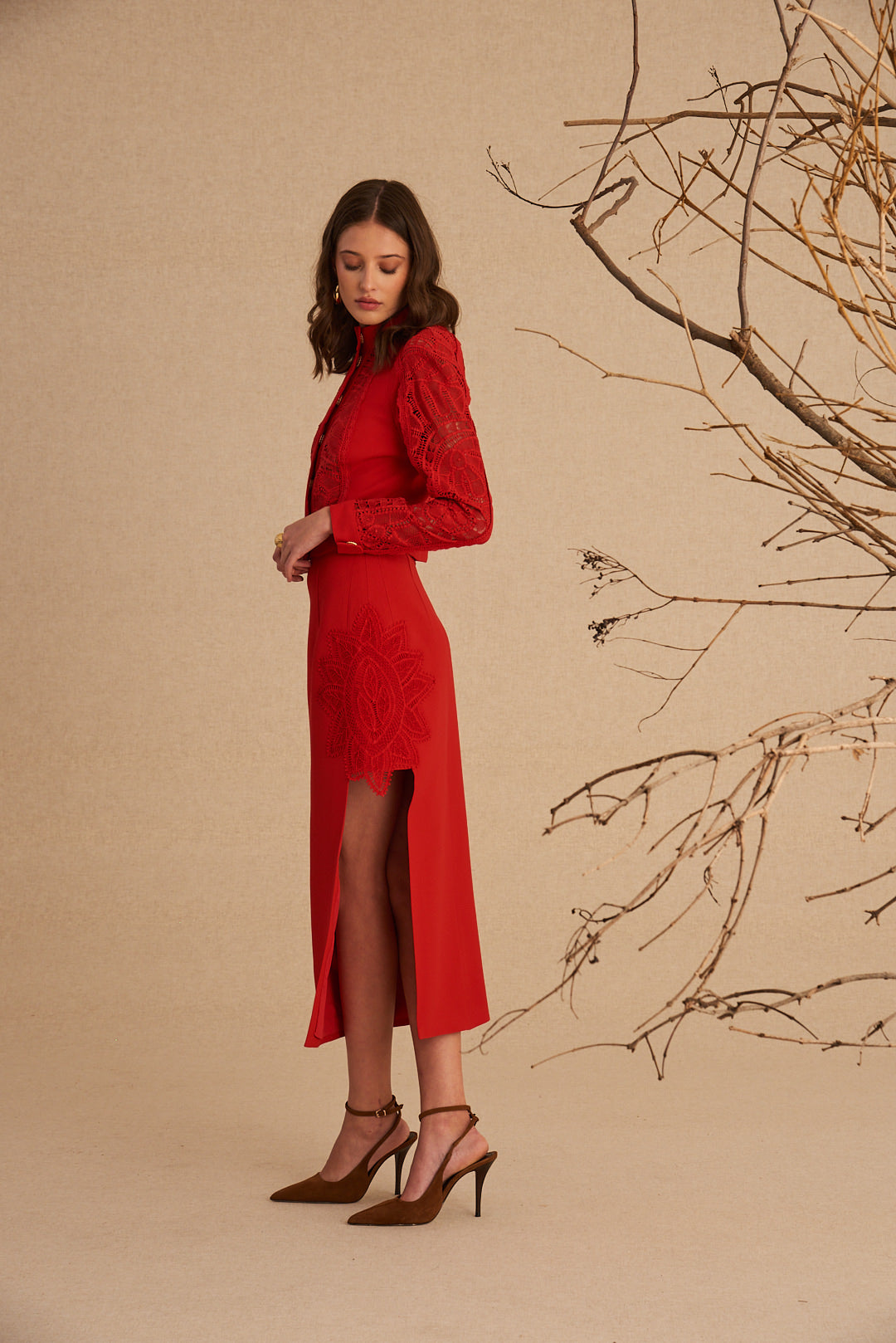 SAIA MIDI NATALI VERMELHO CARMIN