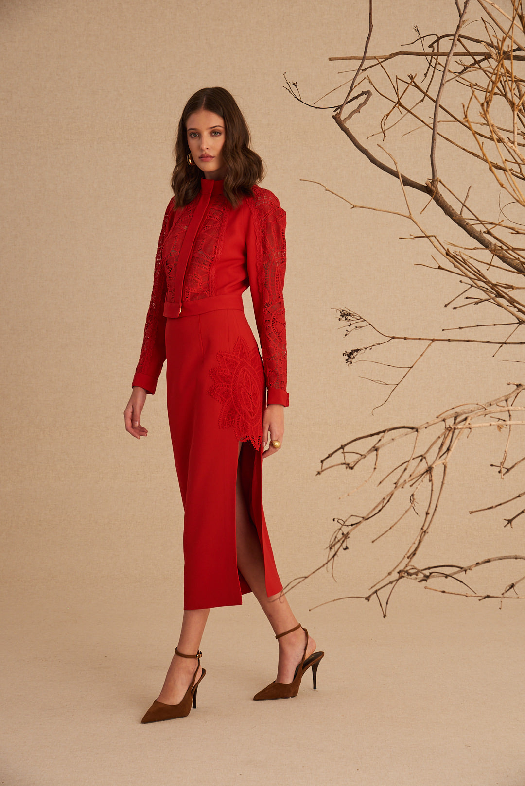 SAIA MIDI NATALI VERMELHO CARMIN