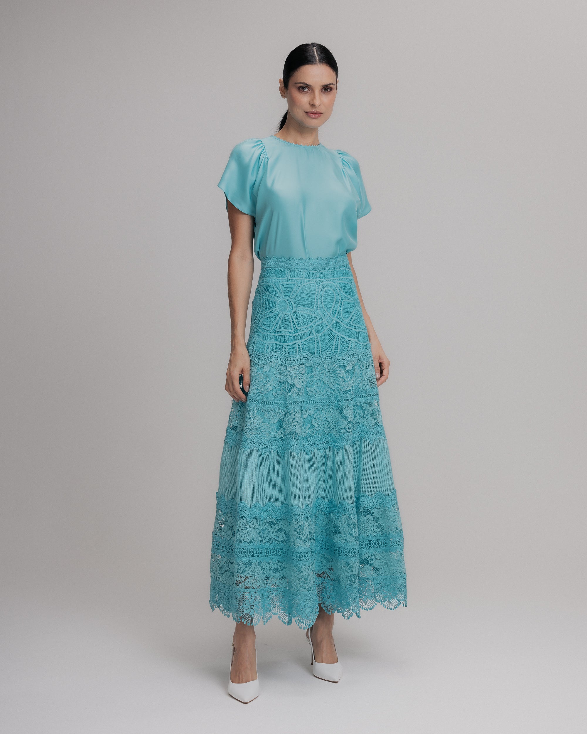 SAIA MIDI SARAH AZUL CURACAO