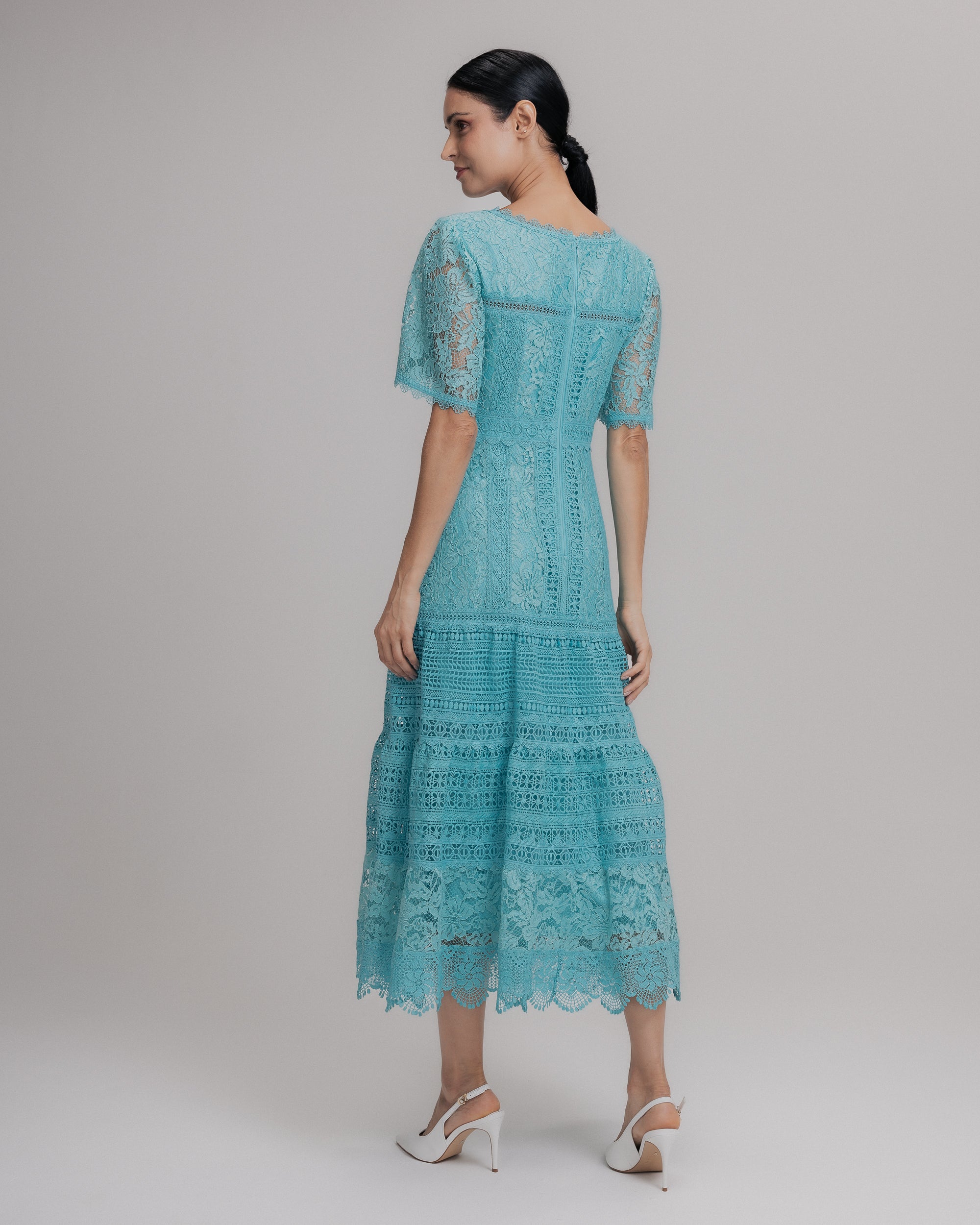 VESTIDO MIDI AGNES AZUL CURACAO