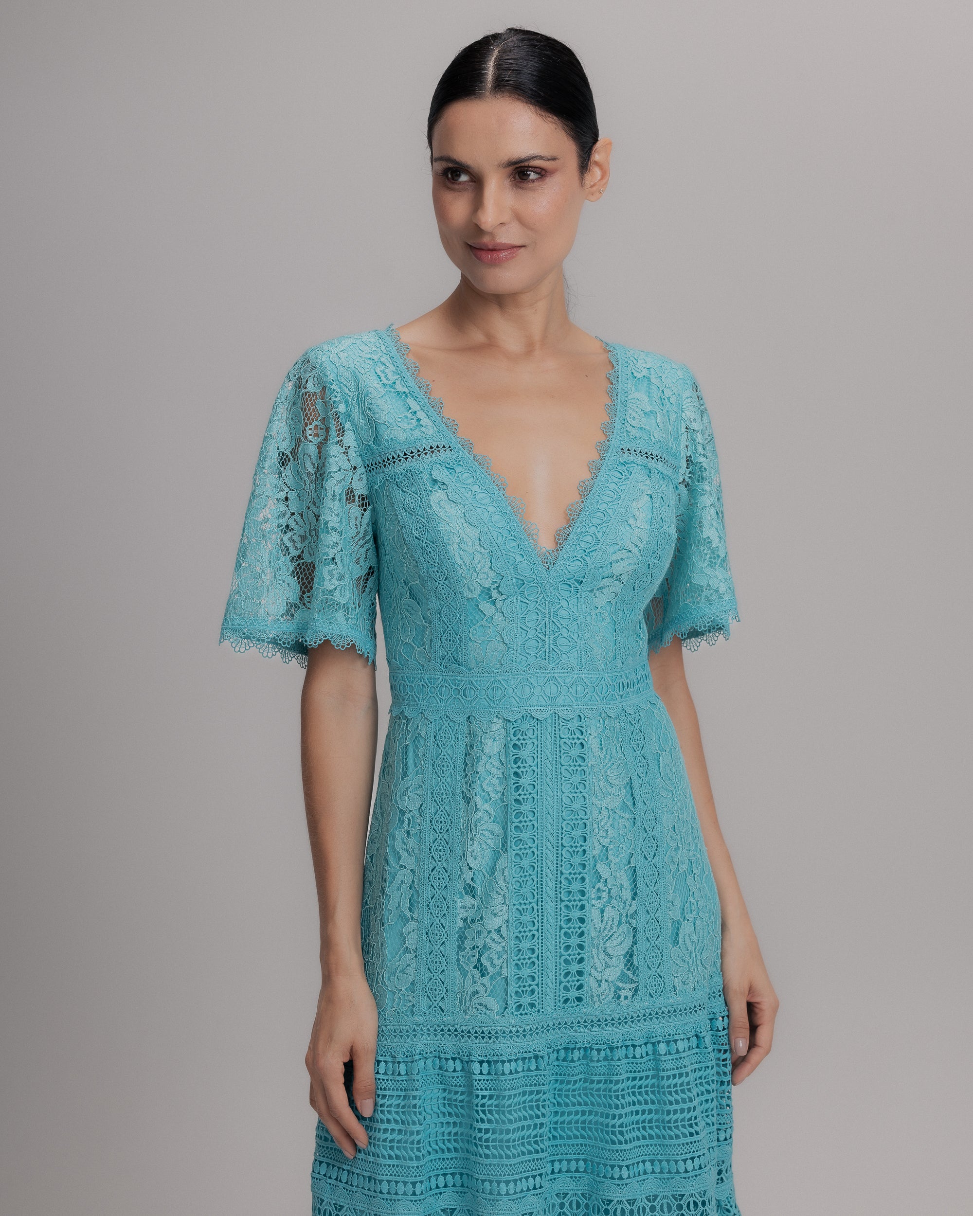 VESTIDO MIDI AGNES AZUL CURACAO