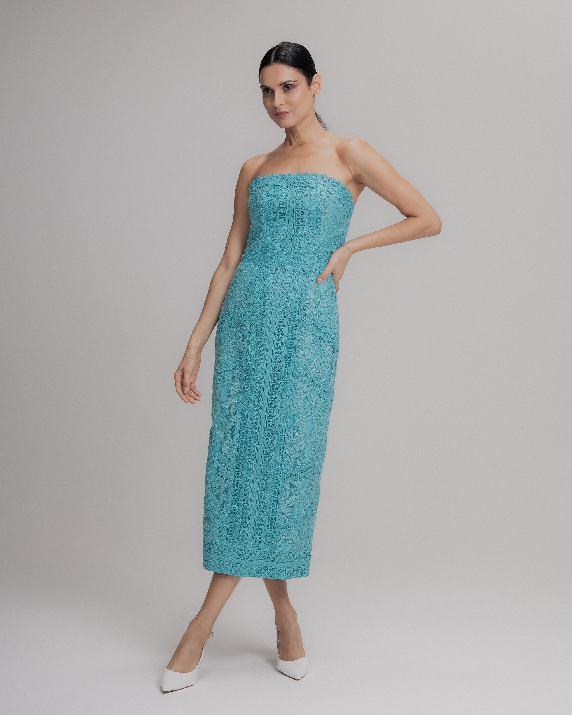 VESTIDO MIDI ANTONIA AZUL CURACAO