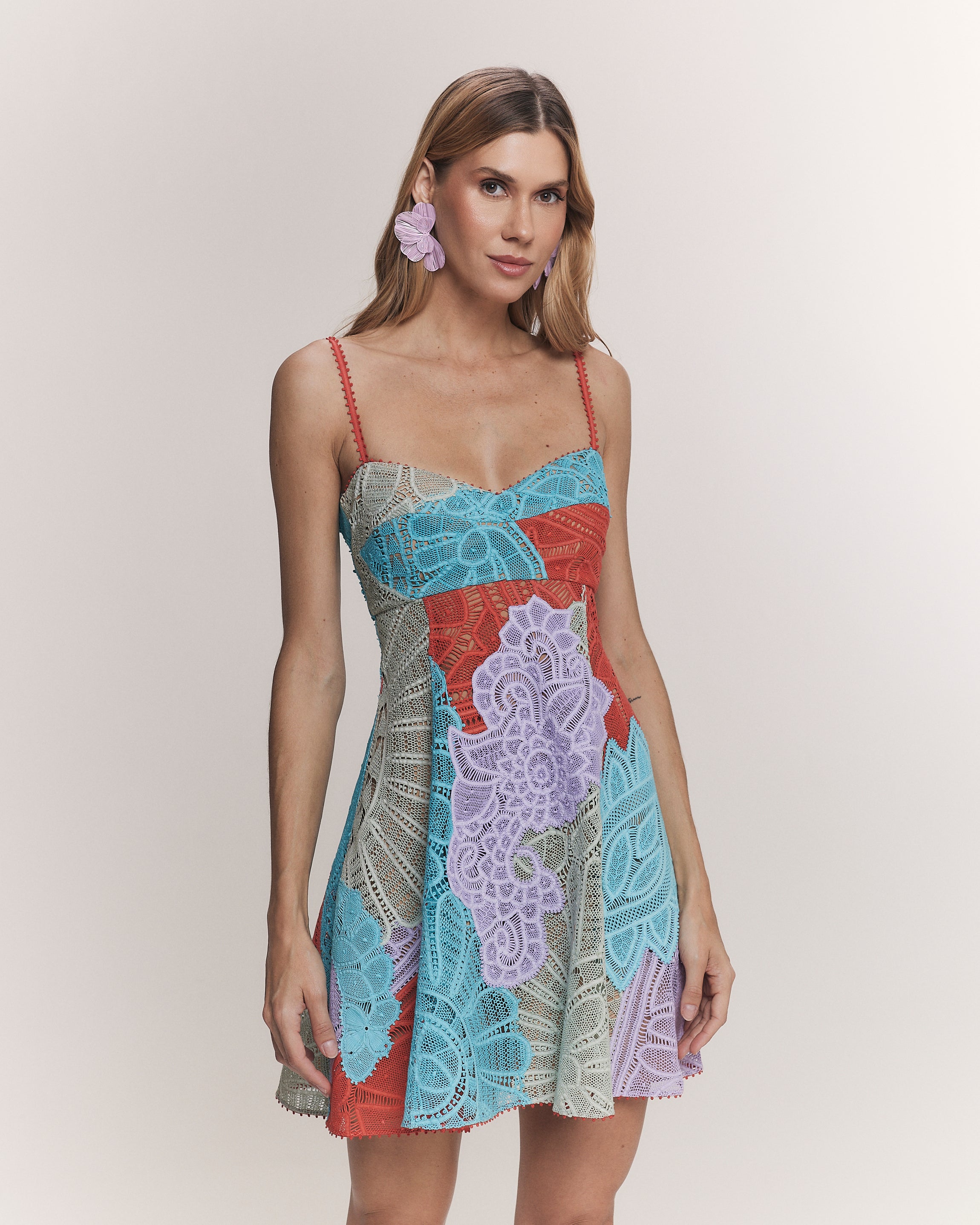 VESTIDO CURTO ALINE PATCH COLORIDO PAPRICA