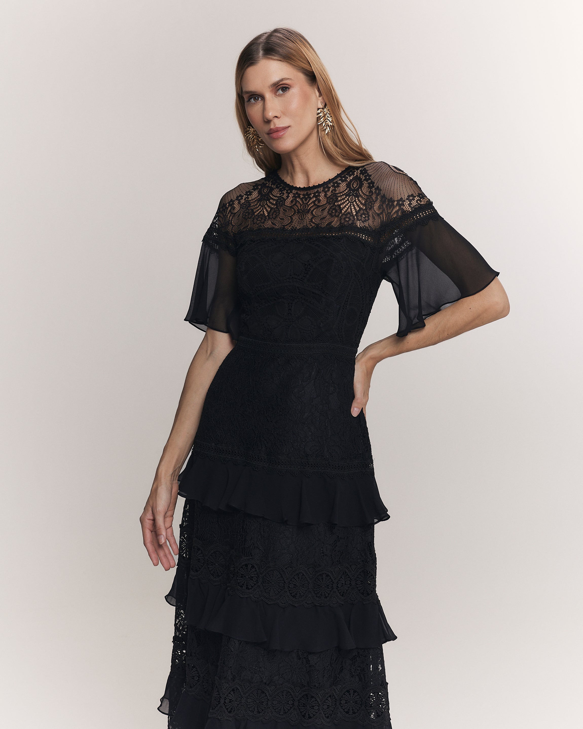 VESTIDO MIDI MARGOT PRETO