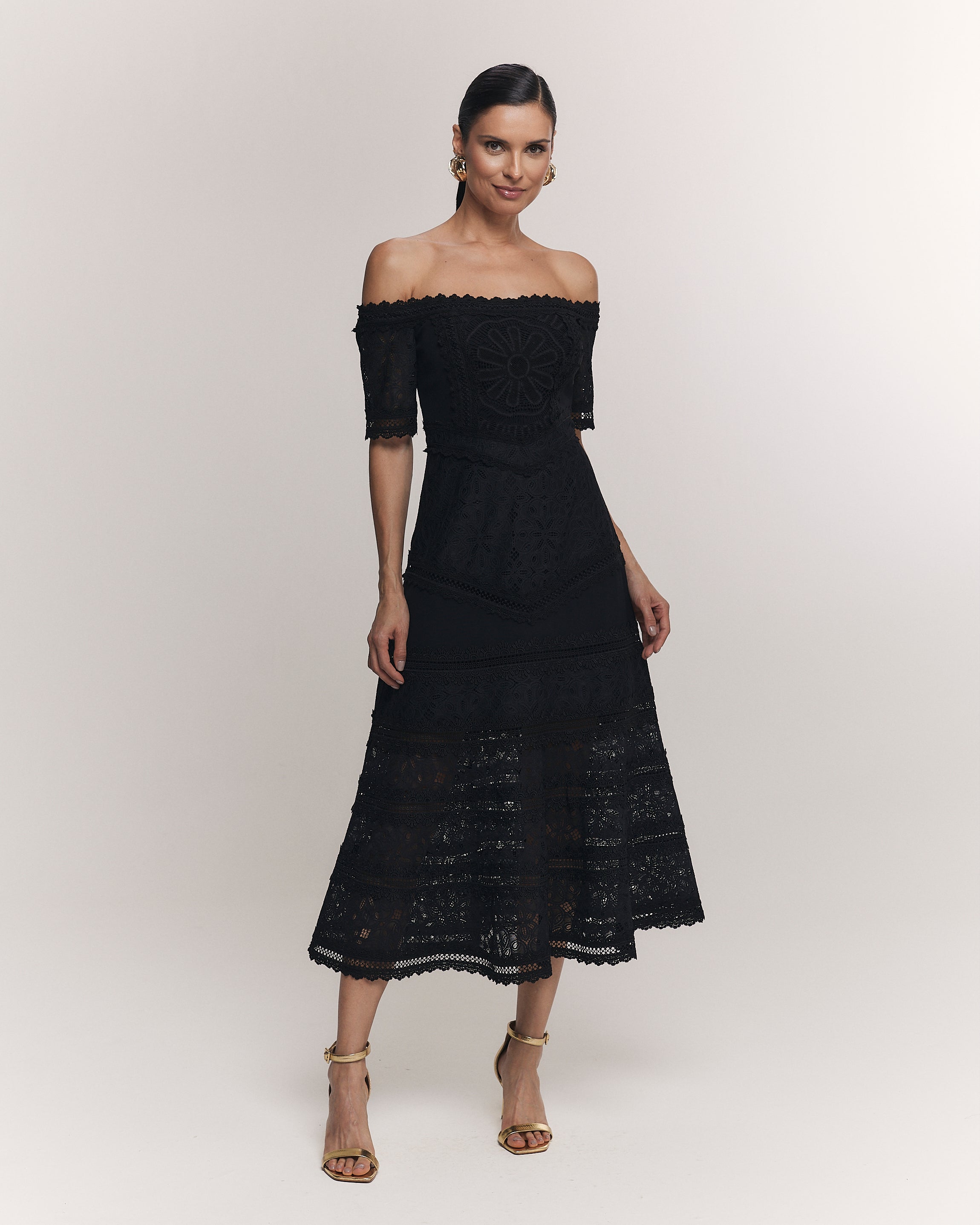 VESTIDO MIDI VERONICA PRETO