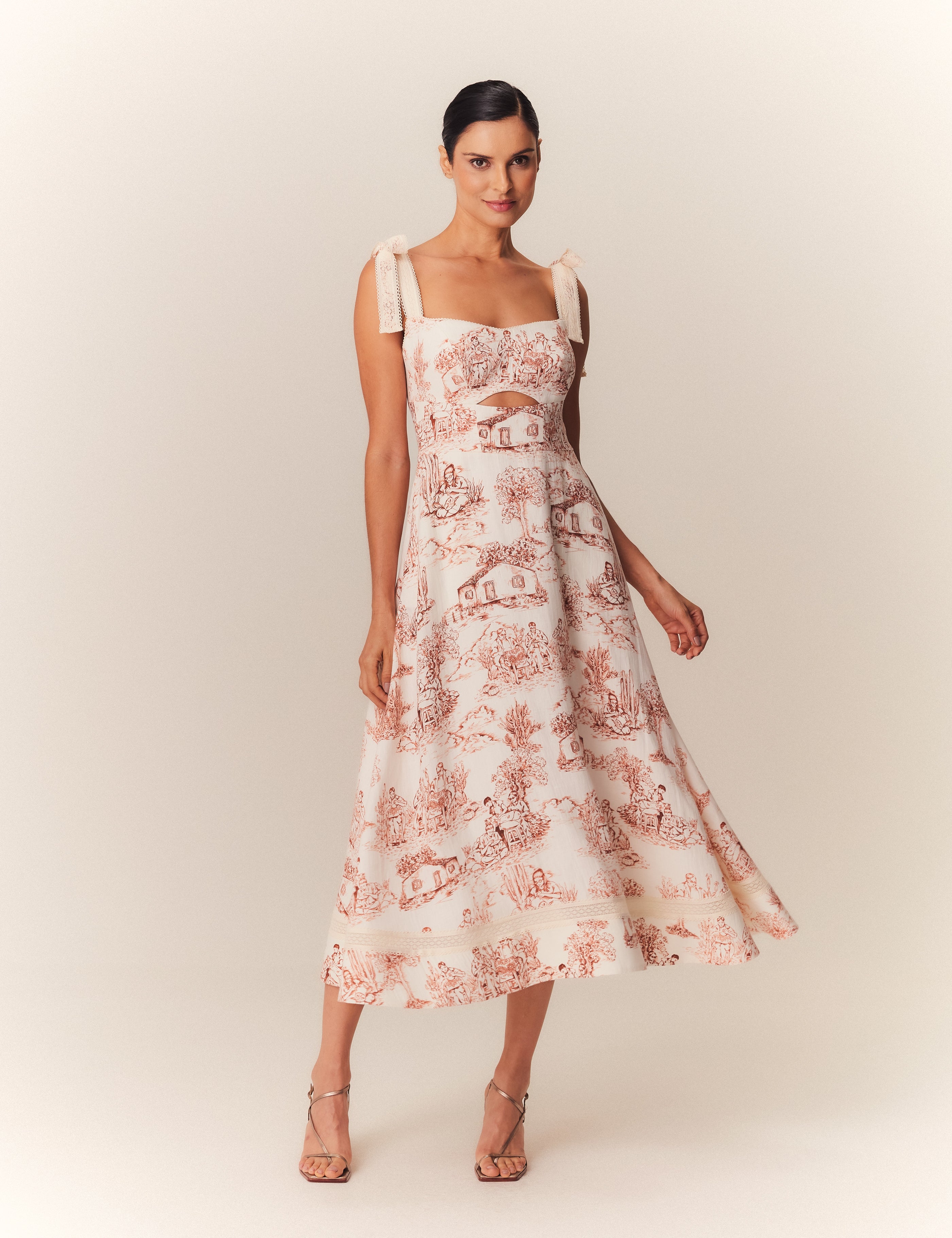 VESTIDO MIDI TAY ESTAMPA RENDEIRAS