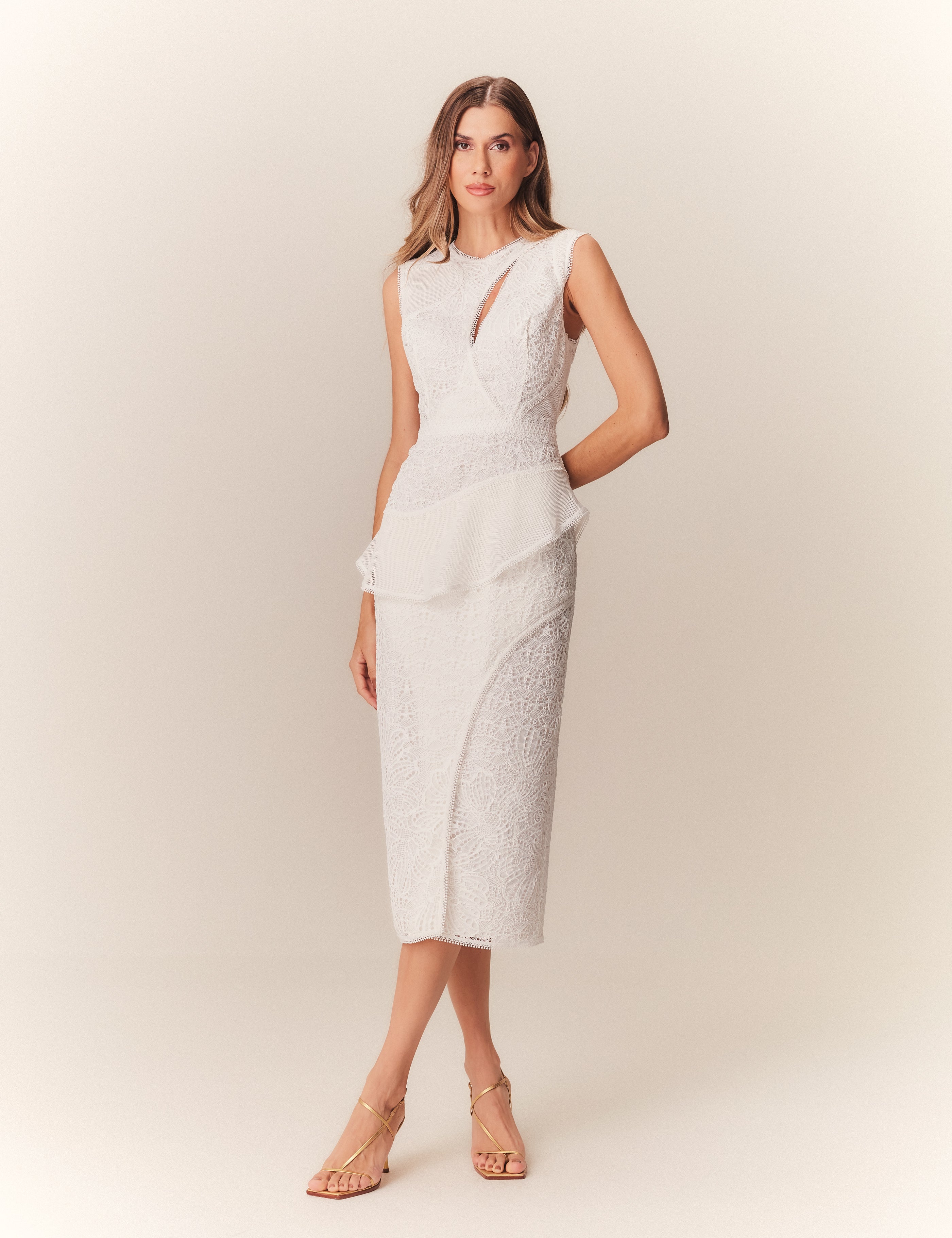 VESTIDO MIDI VERUSKA OFF WHITE