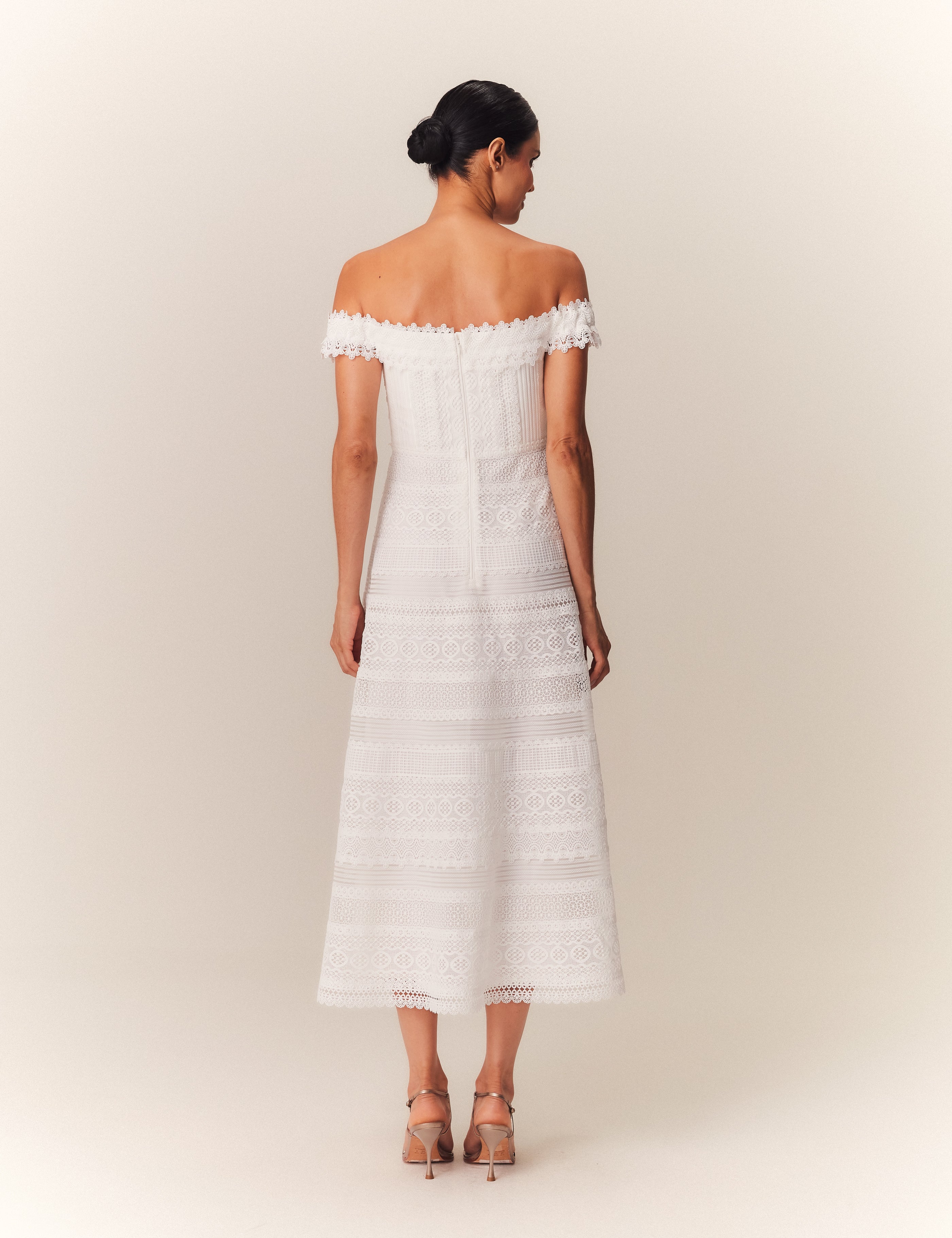 VESTIDO MIDI ANNE OFF WHITE