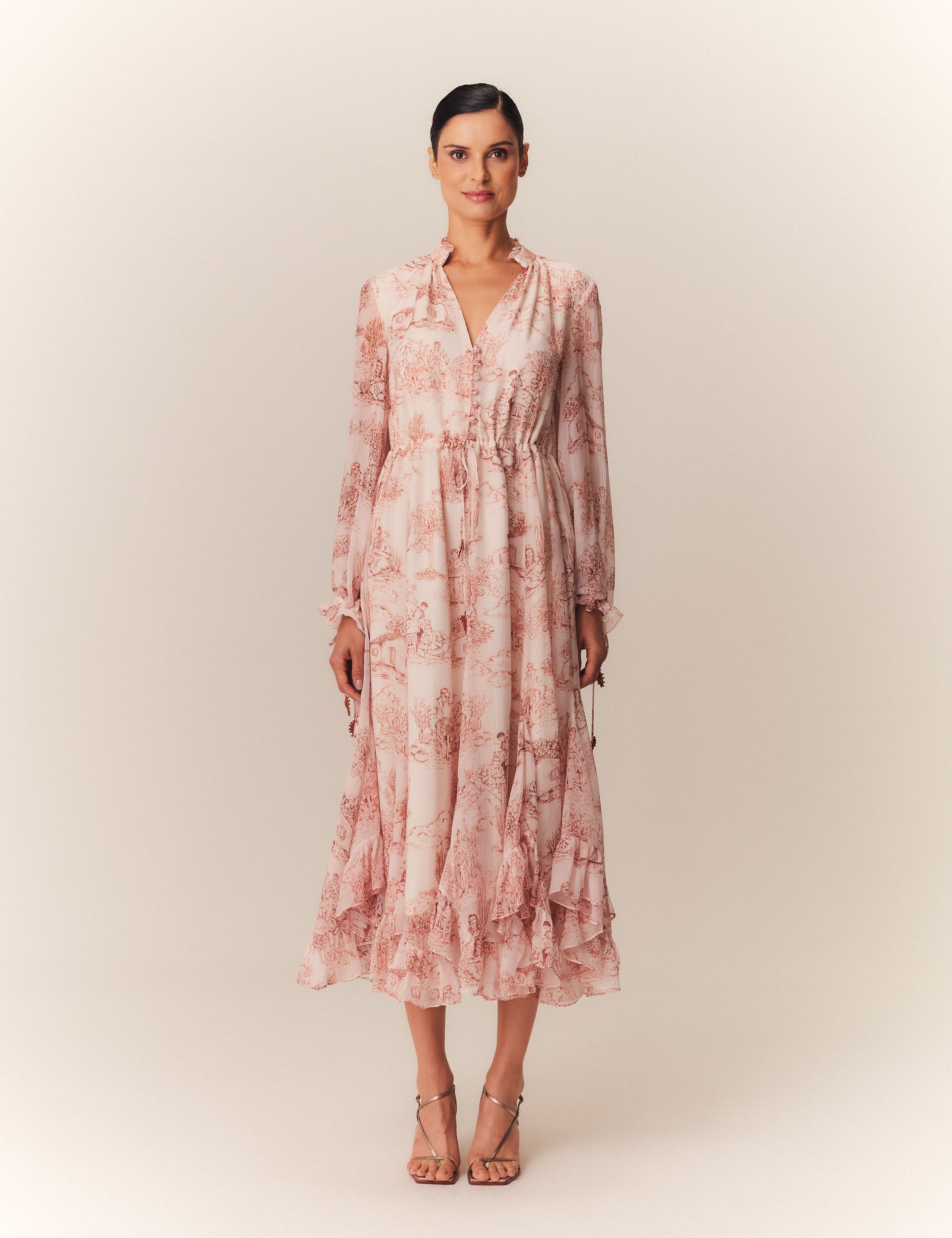 VESTIDO MIDI SOFIA ESTAMPA RENDEIRAS