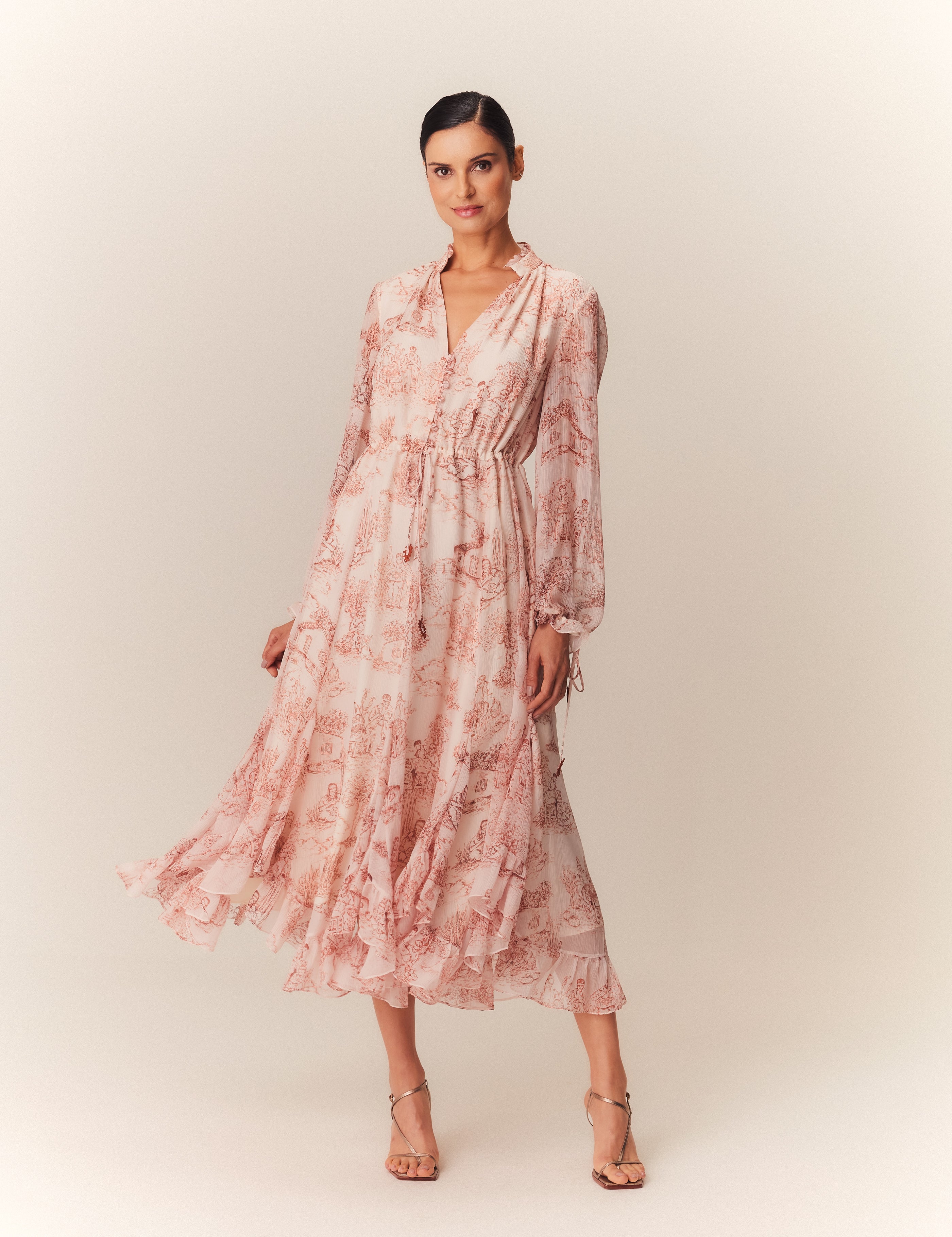 VESTIDO MIDI SOFIA ESTAMPA RENDEIRAS