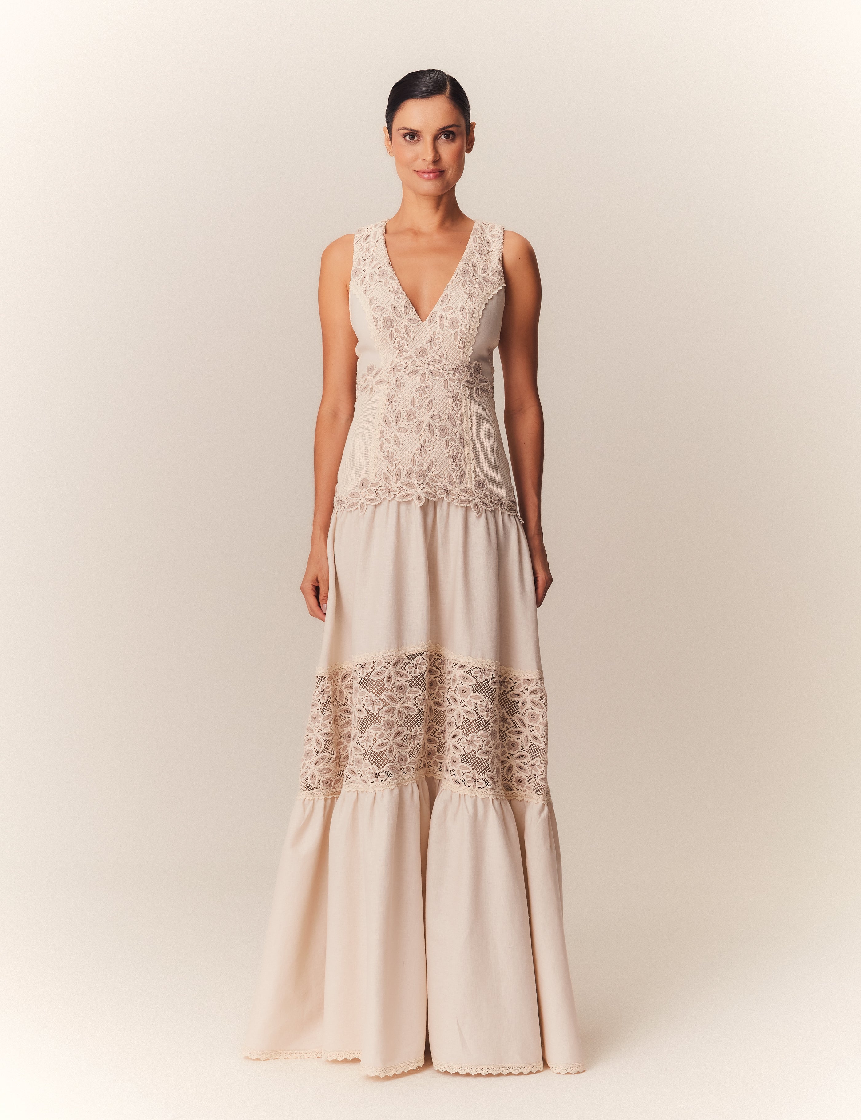 VESTIDO LONGO MARCELA NATURAL