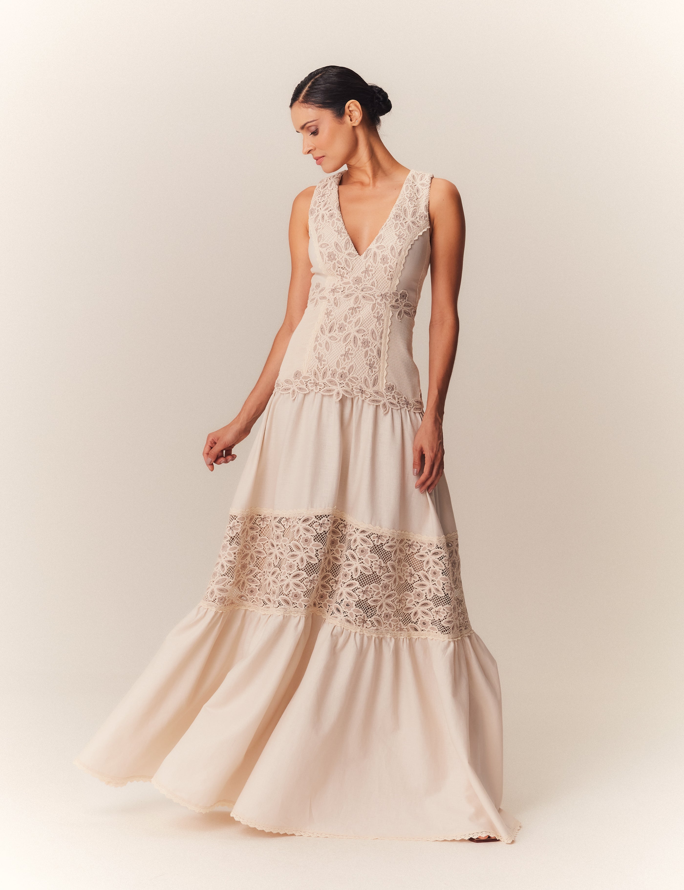 VESTIDO LONGO MARCELA NATURAL