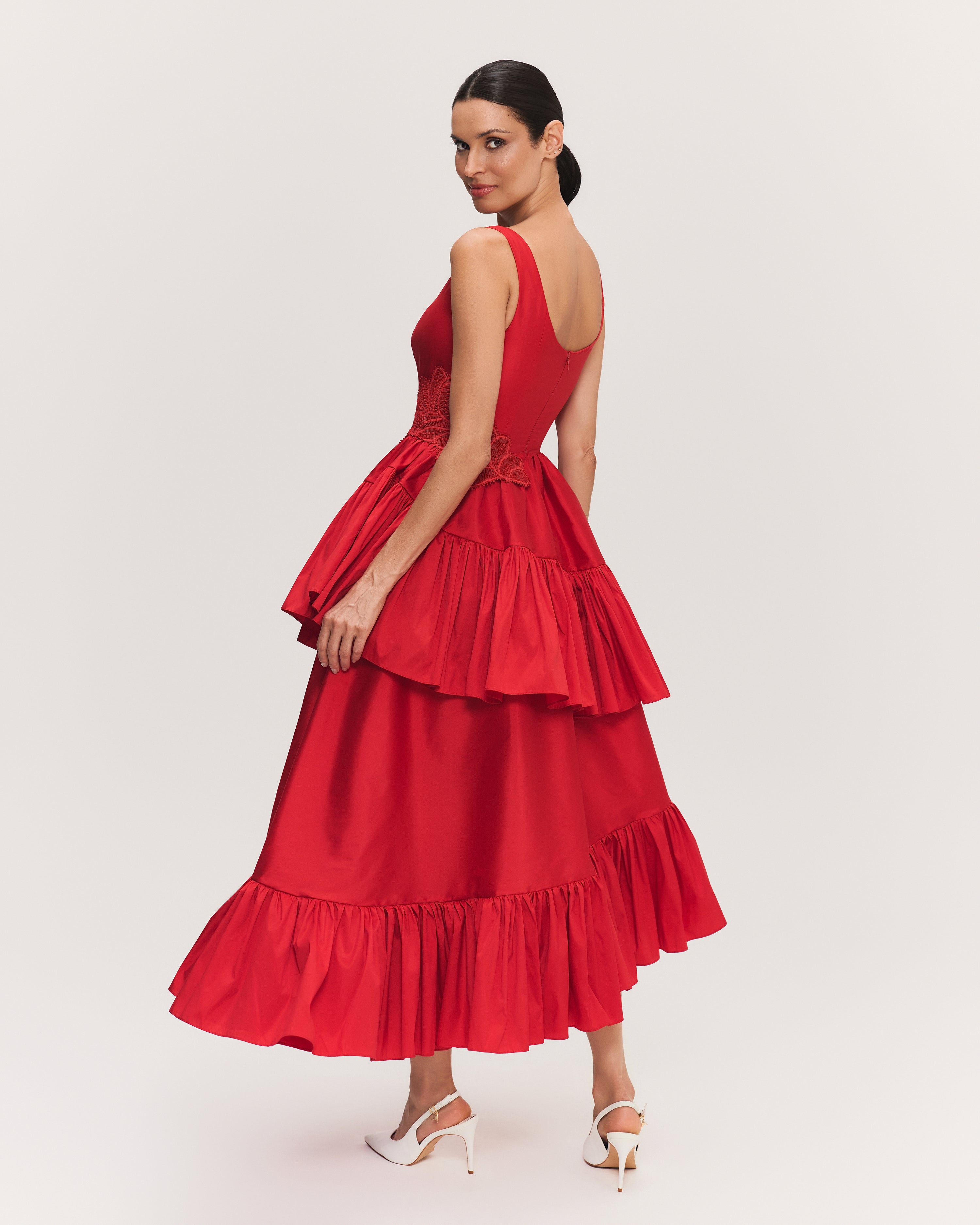 VESTIDO MIDI ELISA VERMELHO CARMIN