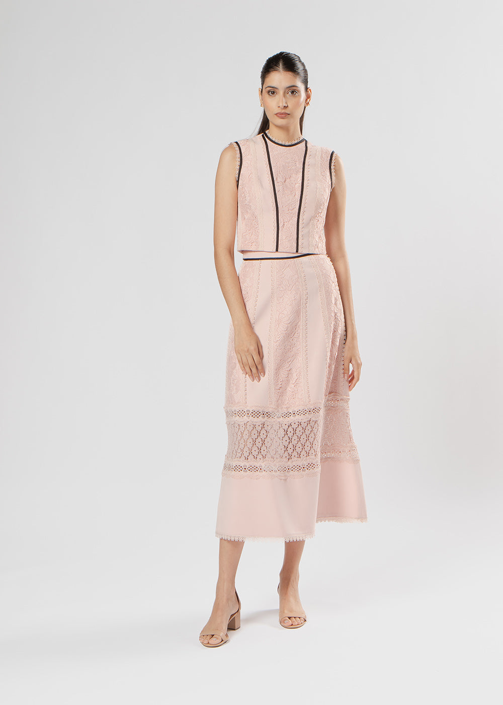 SAIA MIDI ARABELA CREPE/MIX ROSINHA LIBTY