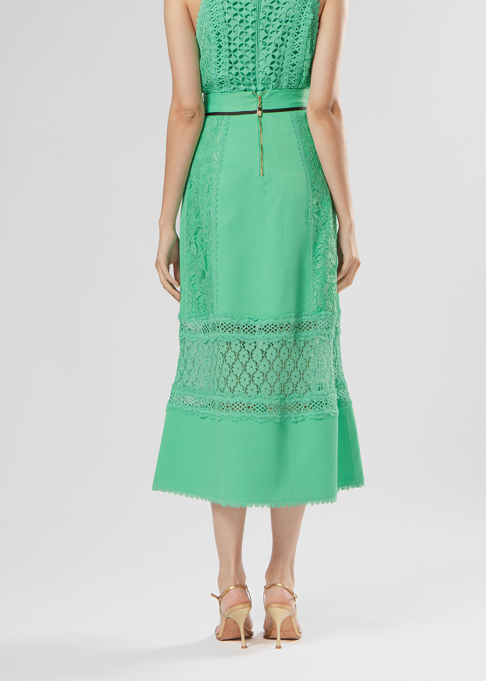 SAIA MIDI ARABELA CREPE/MIX VERDE PAPILLON