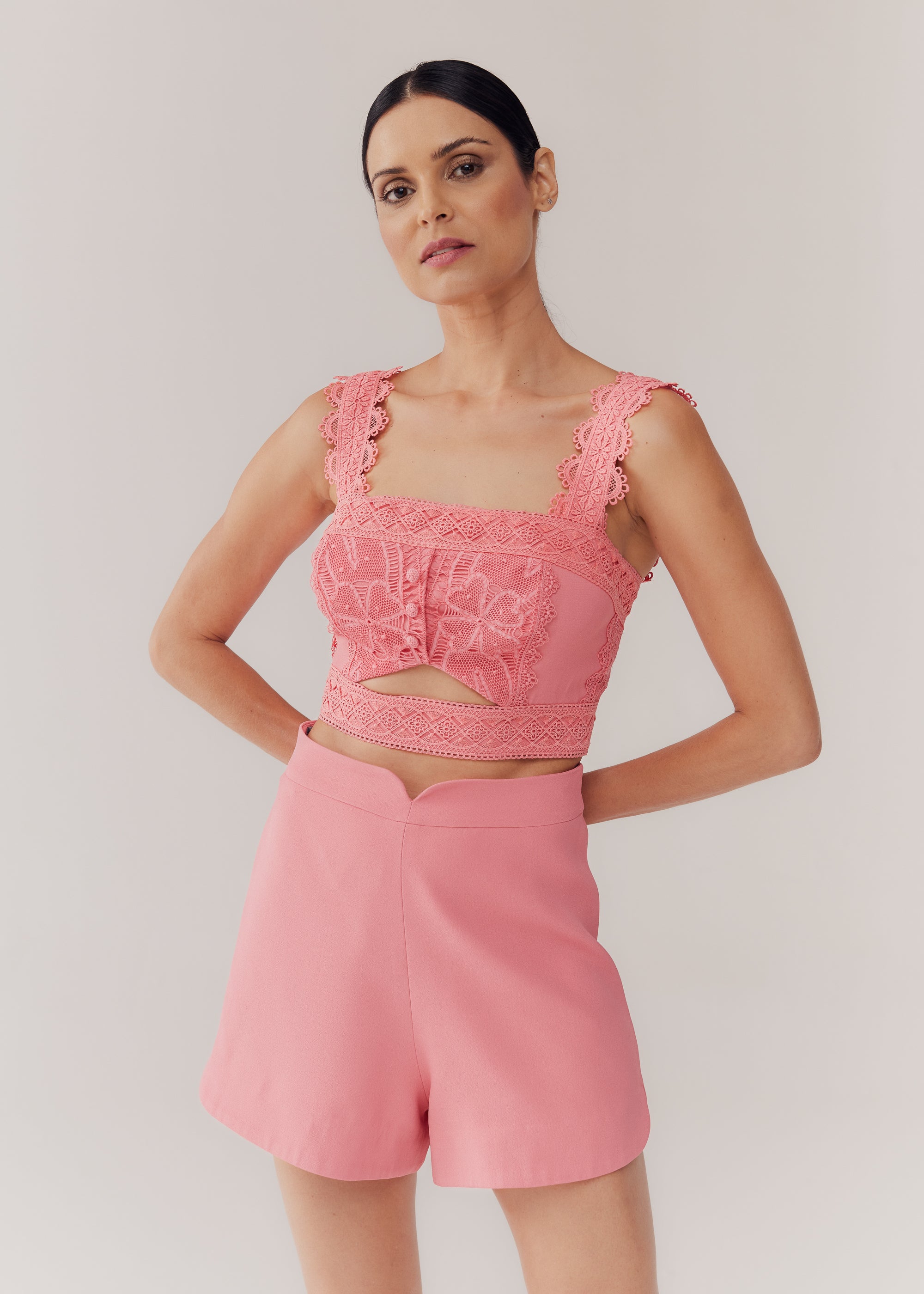 TOP CROPPED MAVIE PEACH BLOSSOM