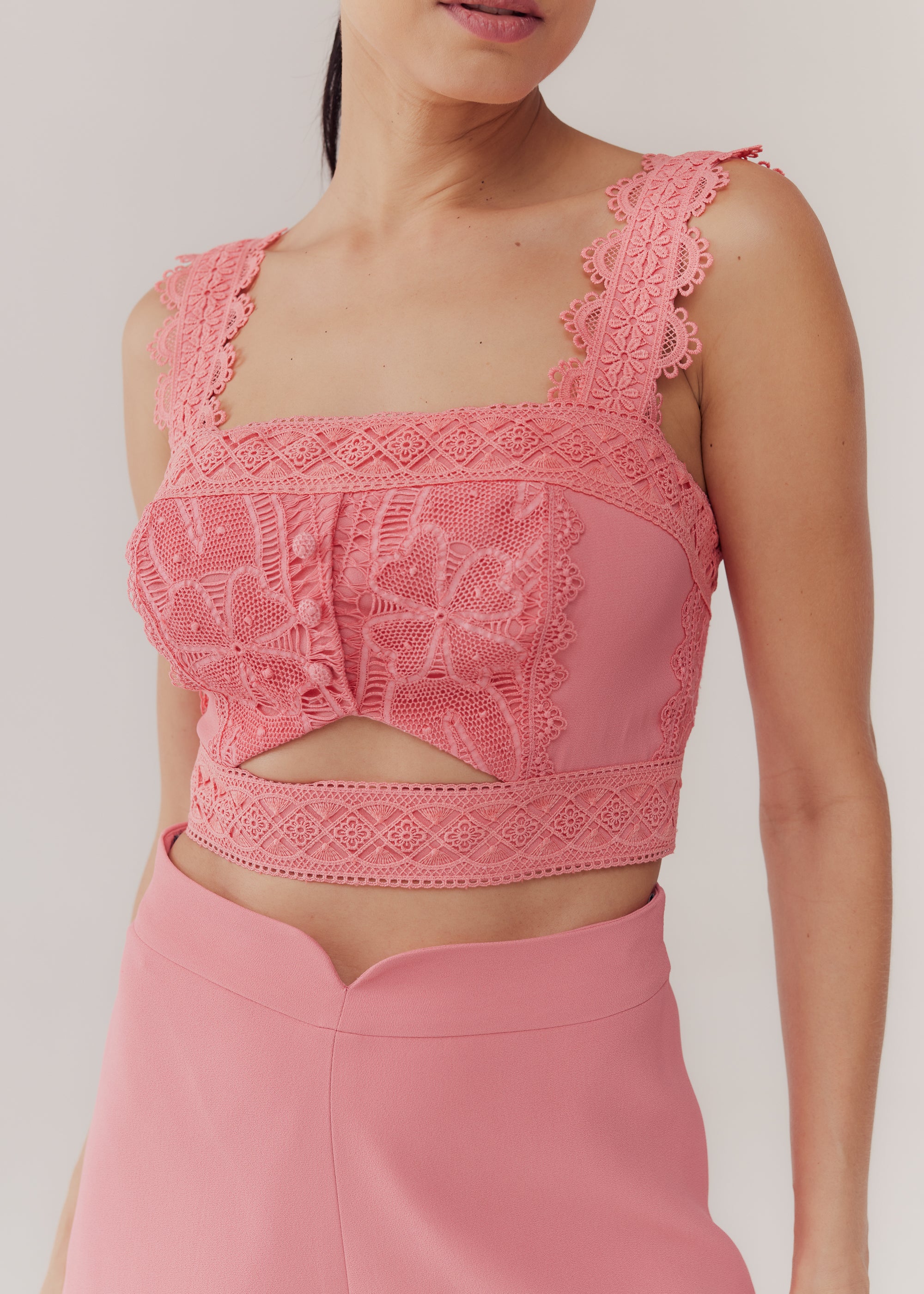 TOP CROPPED MAVIE PEACH BLOSSOM