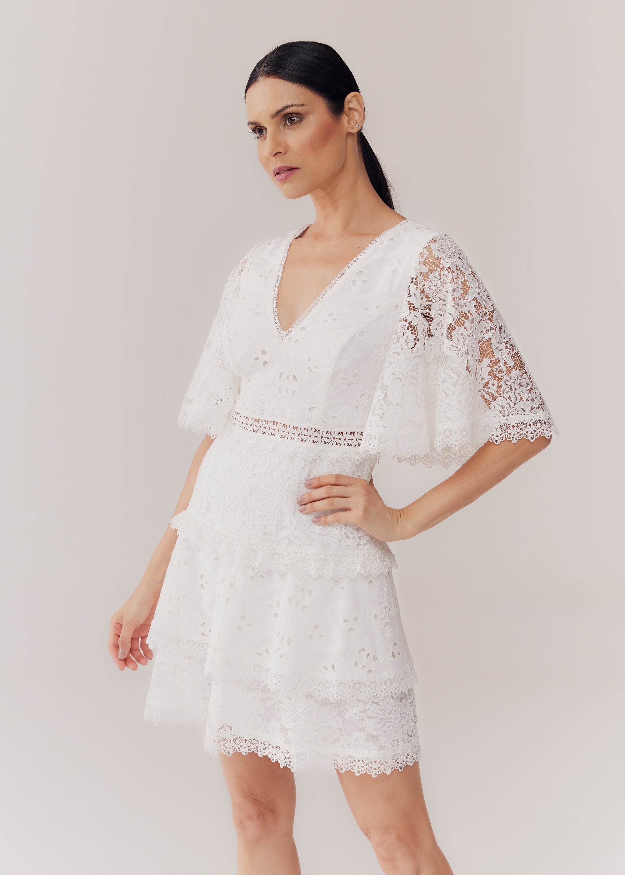 VESTIDO CURTO HELENA OFF WHITE