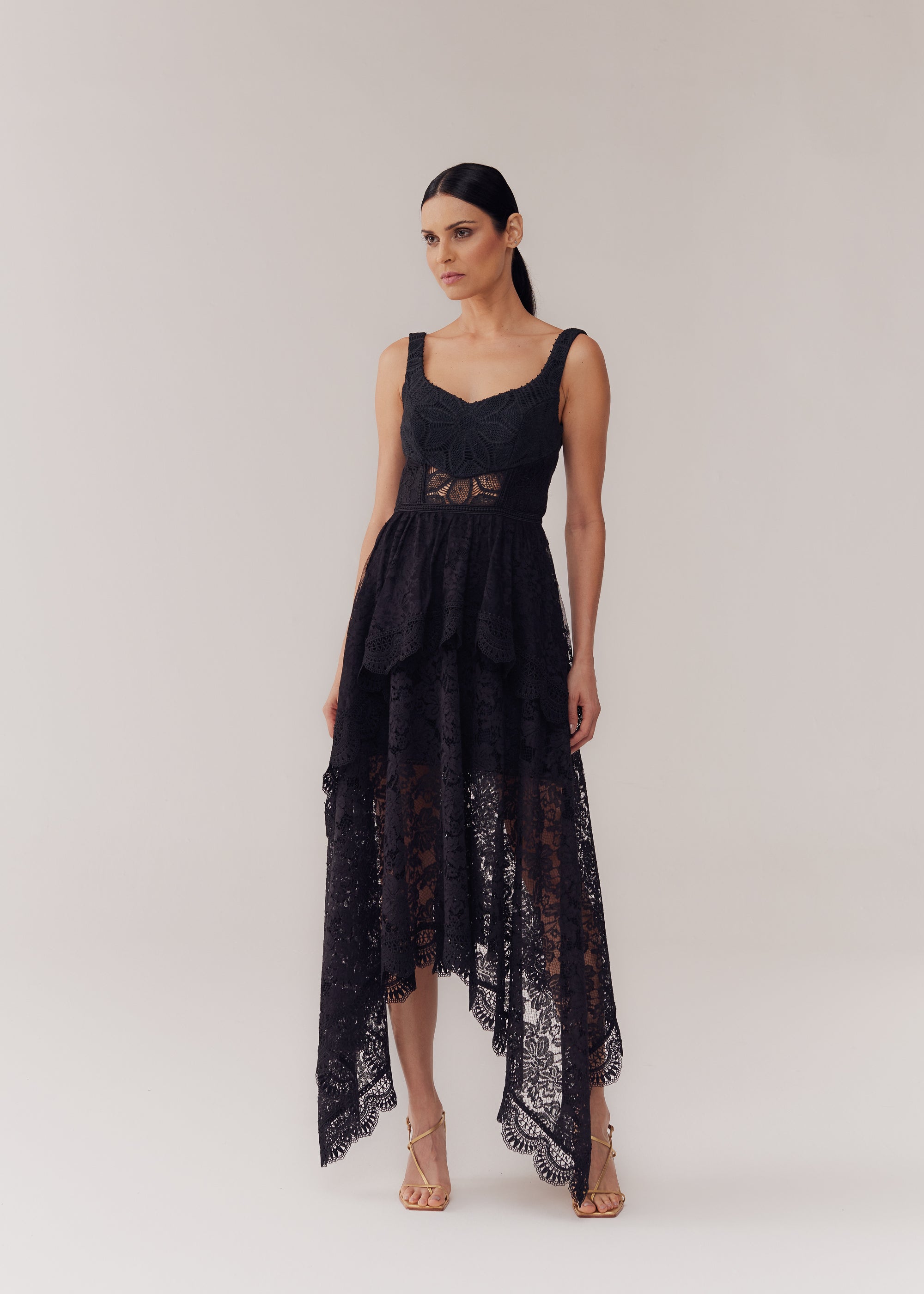 VESTIDO MIDI CELINE PRETO