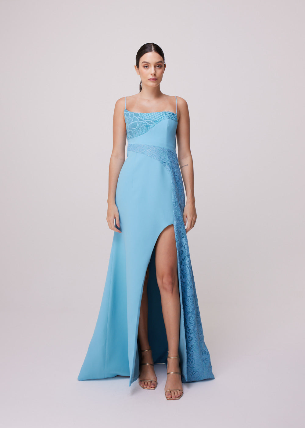 VESTIDO LONGO ALARI CREPE/MIX AZUL LYCA