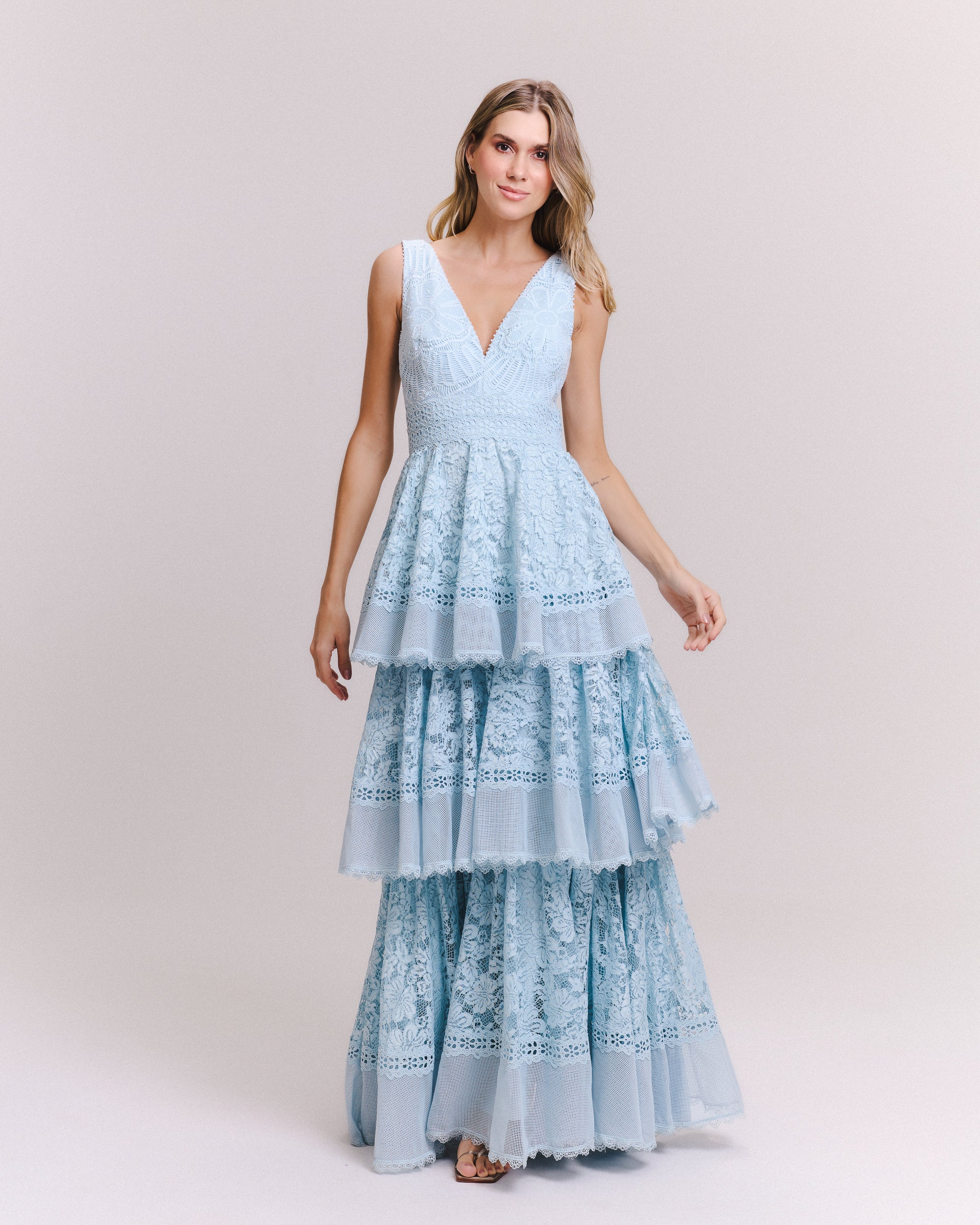 VESTIDO LONGO BETANIA AZUL CERULEAN