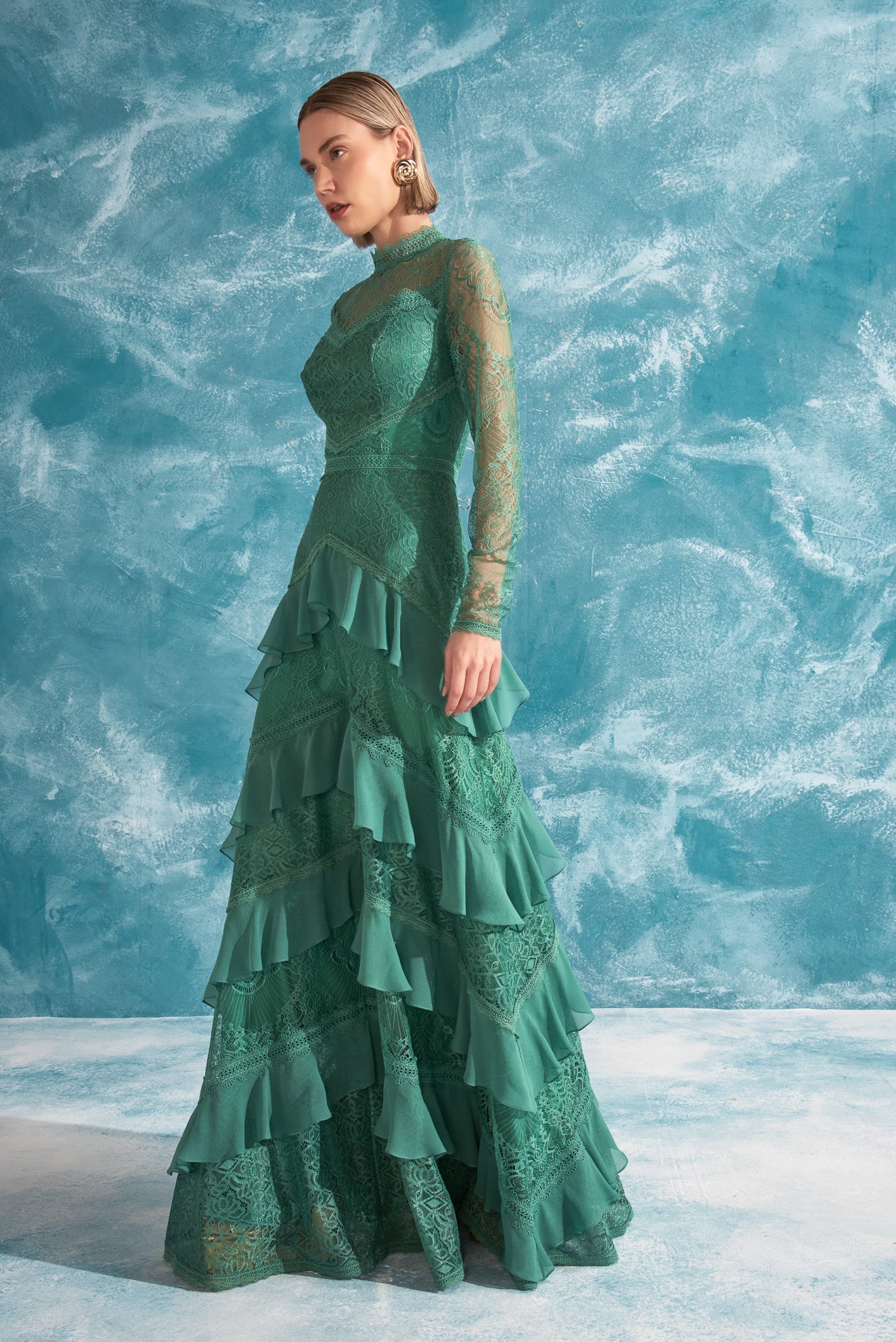 VESTIDO LONGO CECILIA VERDE ALGA