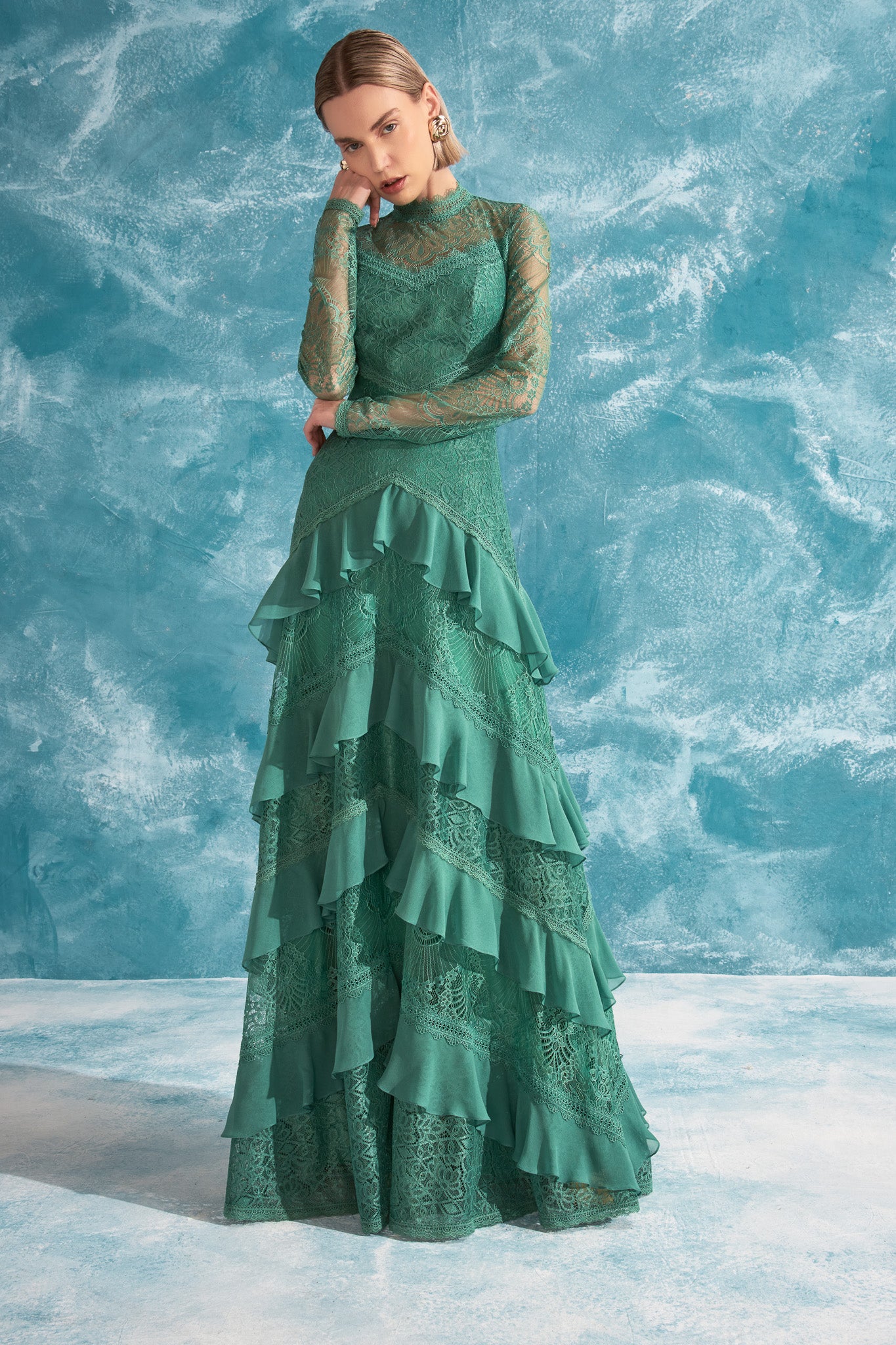 VESTIDO LONGO CECILIA VERDE ALGA