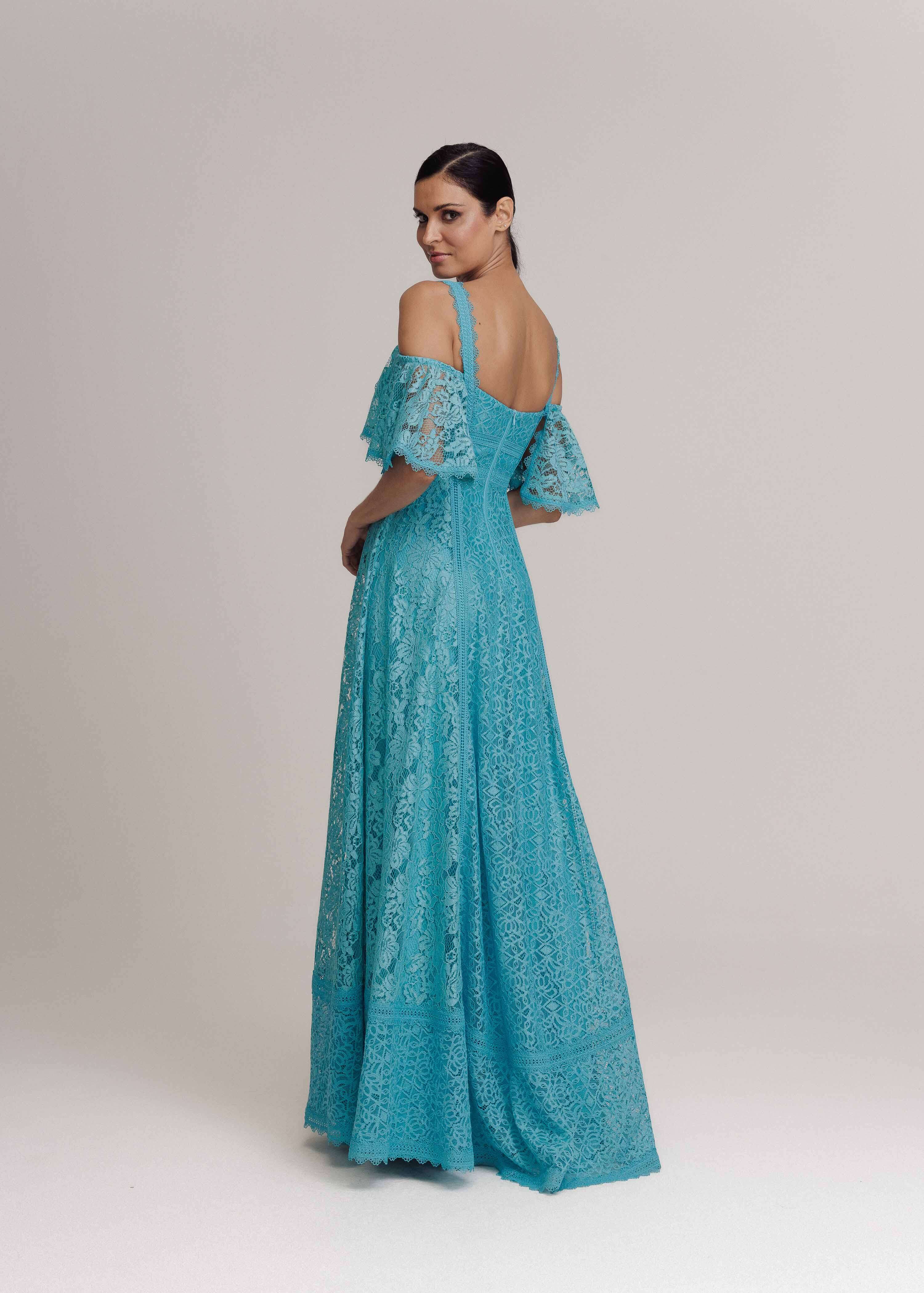 VESTIDO LONGO DEMI AZUL CURACAO