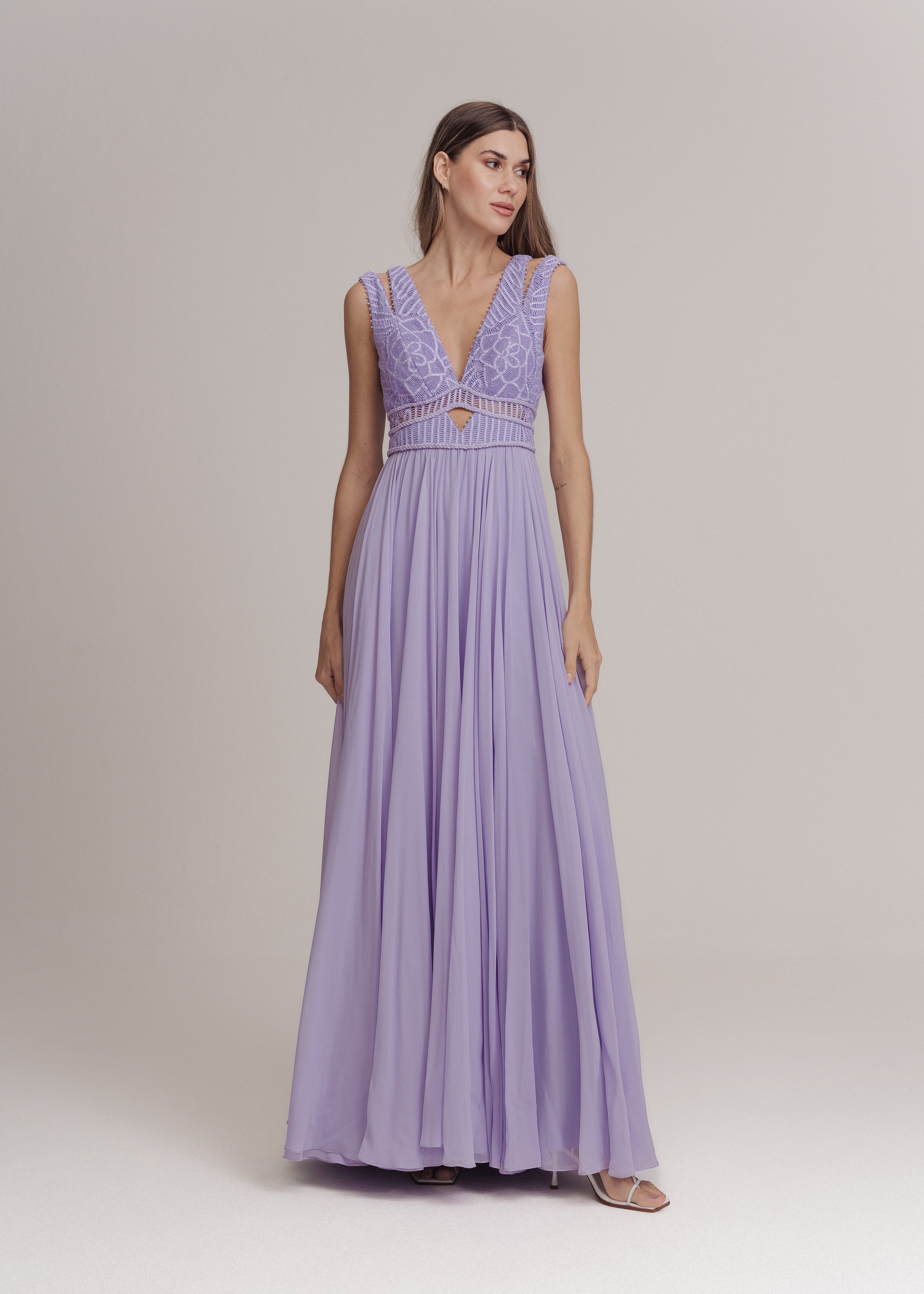 VESTIDO LONGO GABRIELA LILAS VERBENA