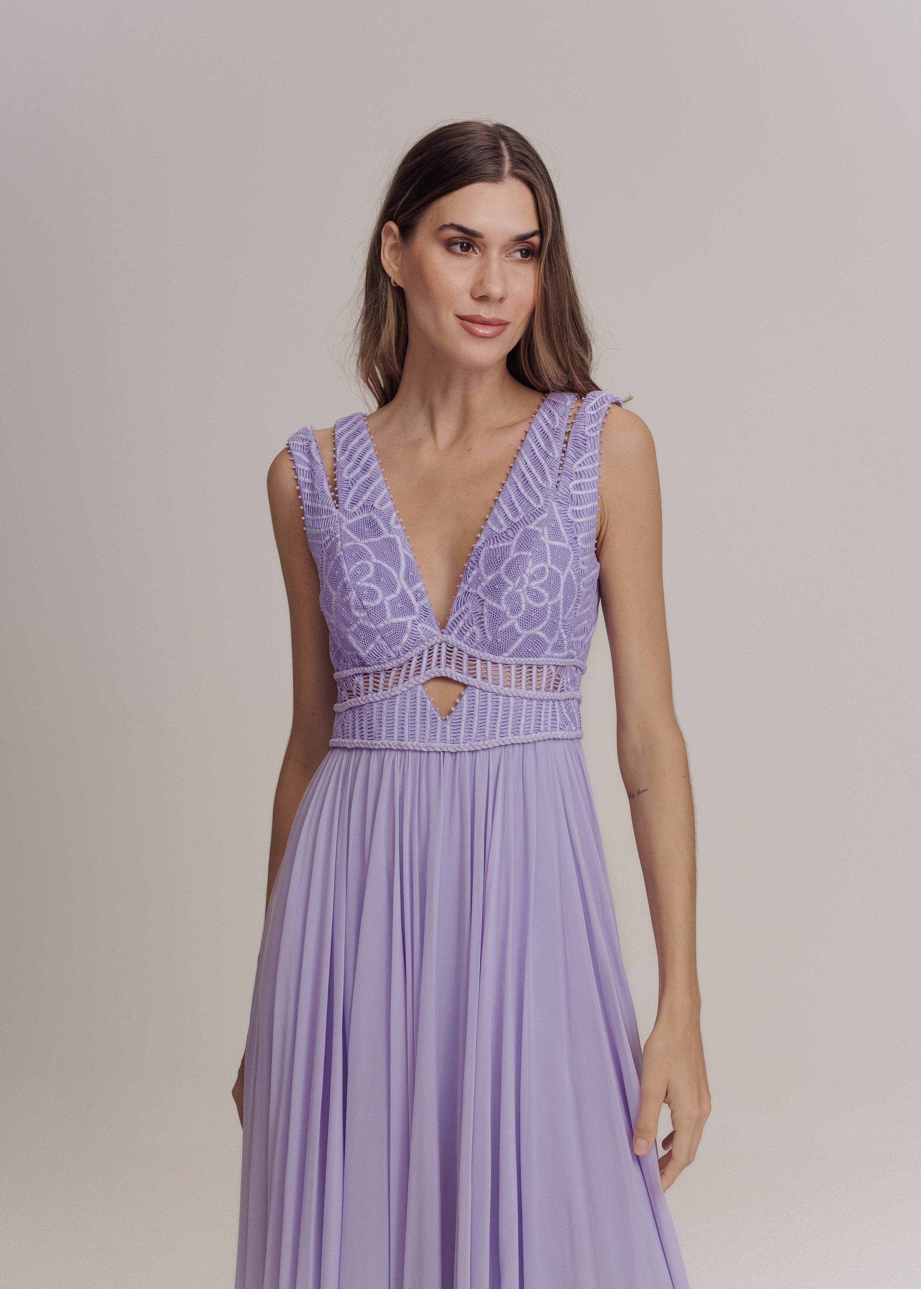 VESTIDO LONGO GABRIELA LILAS VERBENA
