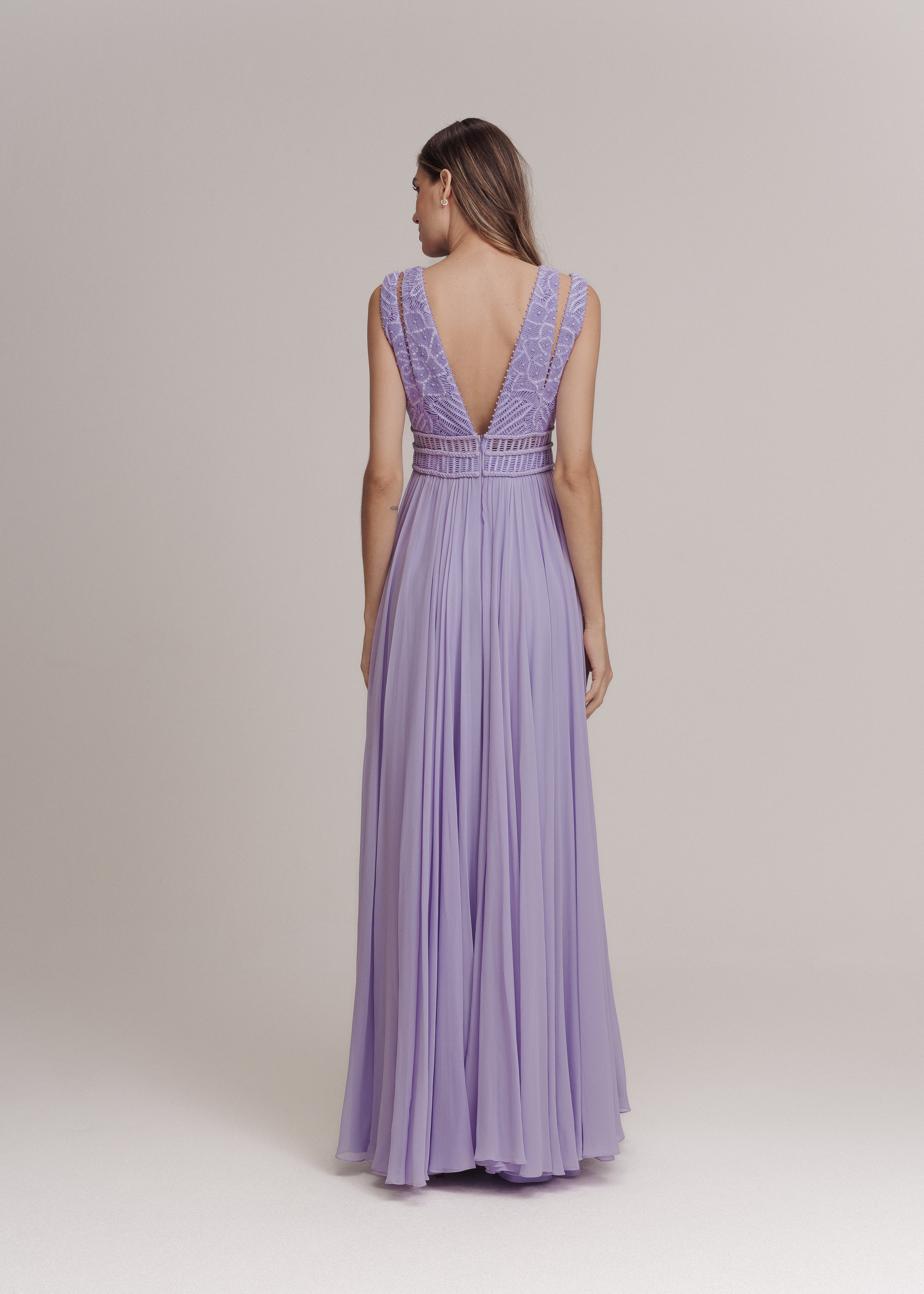 VESTIDO LONGO GABRIELA LILAS VERBENA