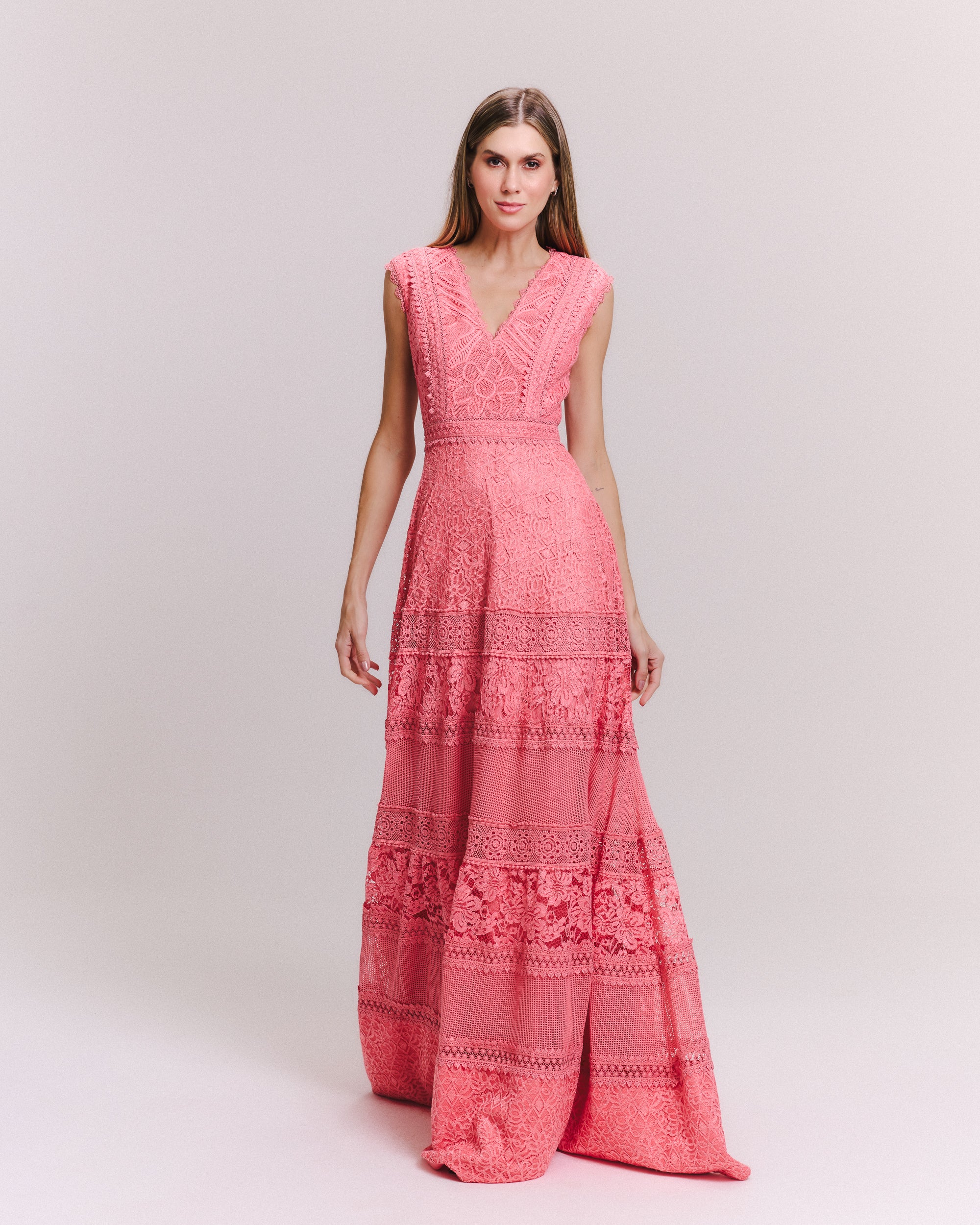 VESTIDO LONGO NANDA PEACH BLOSSOM