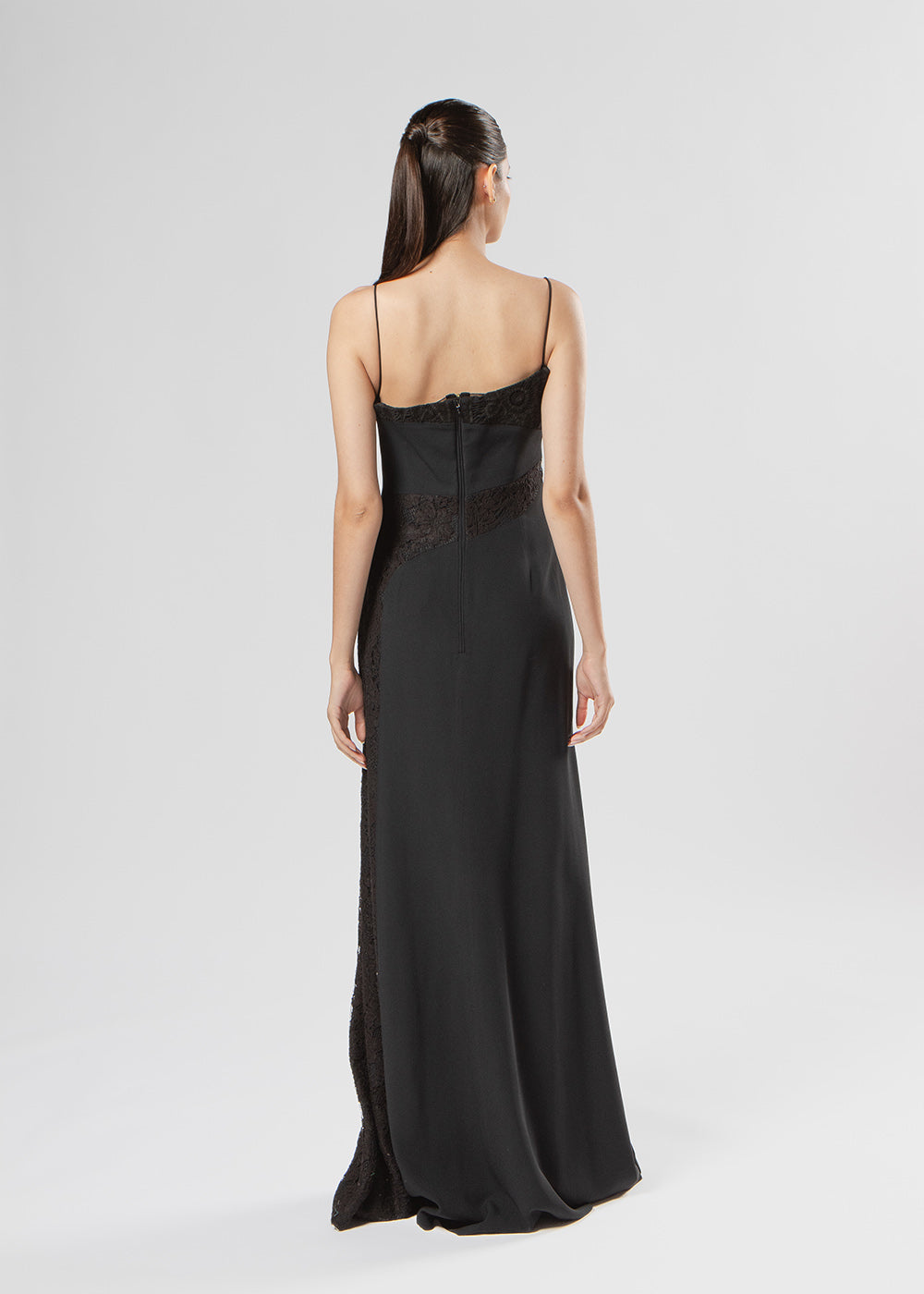 VESTIDO LONGO ALARI CREPE/MIX PRETO