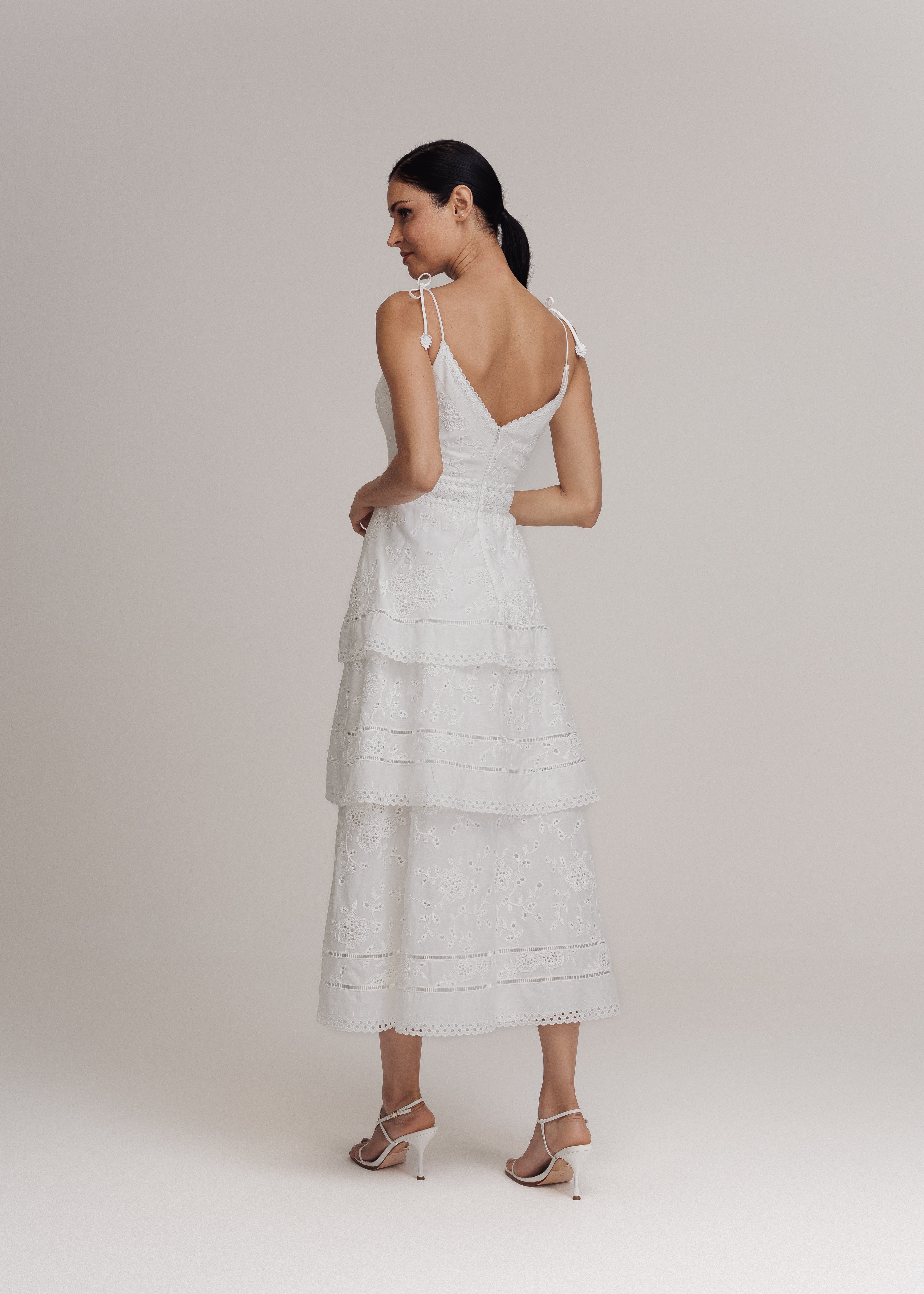 VESTIDO MIDI AGATHA OFF WHITE